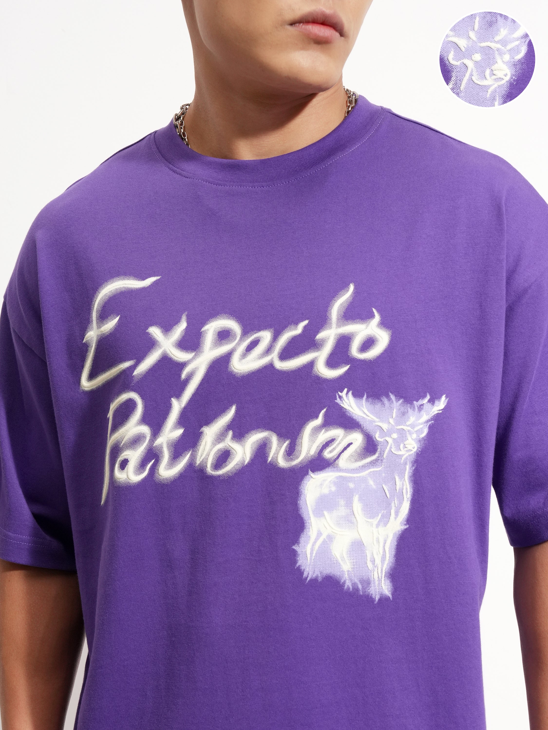 WB By Highlander Men Purple Harry Potter Printed Round Neck Oversized Fit T-Shirt - Purple - Image 5