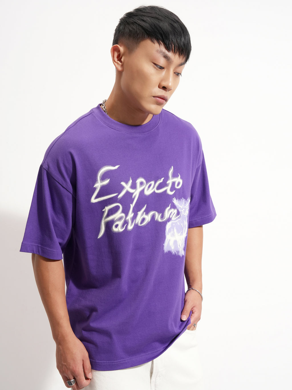 WB By Highlander Men Purple Harry Potter Printed Round Neck Oversized Fit T-Shirt - Purple - Image 6
