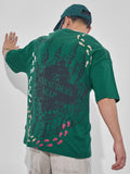 WB By Highlander Men Green Harry Potter Printed Round Neck Oversized Fit T-Shirt - Green - Image 1