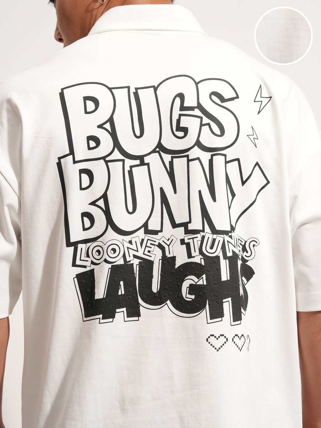WB By Highlander Men White Looney Tunes Printed Polo Collar T-Shirt - White - Image 5