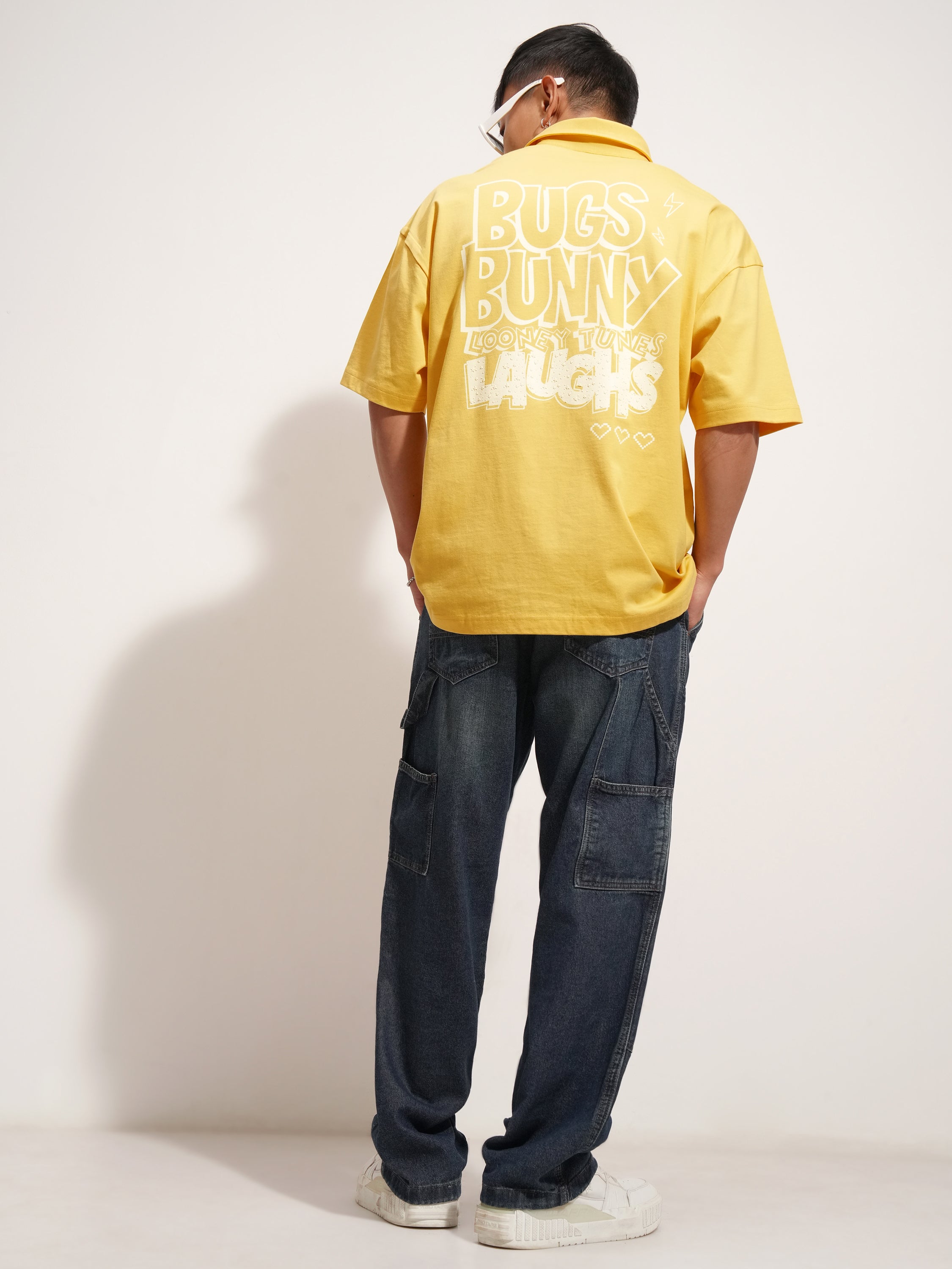 WB By Highlander Men Yellow Looney Tunes Printed Polo Collar T-Shirt - Yellow - Image 2