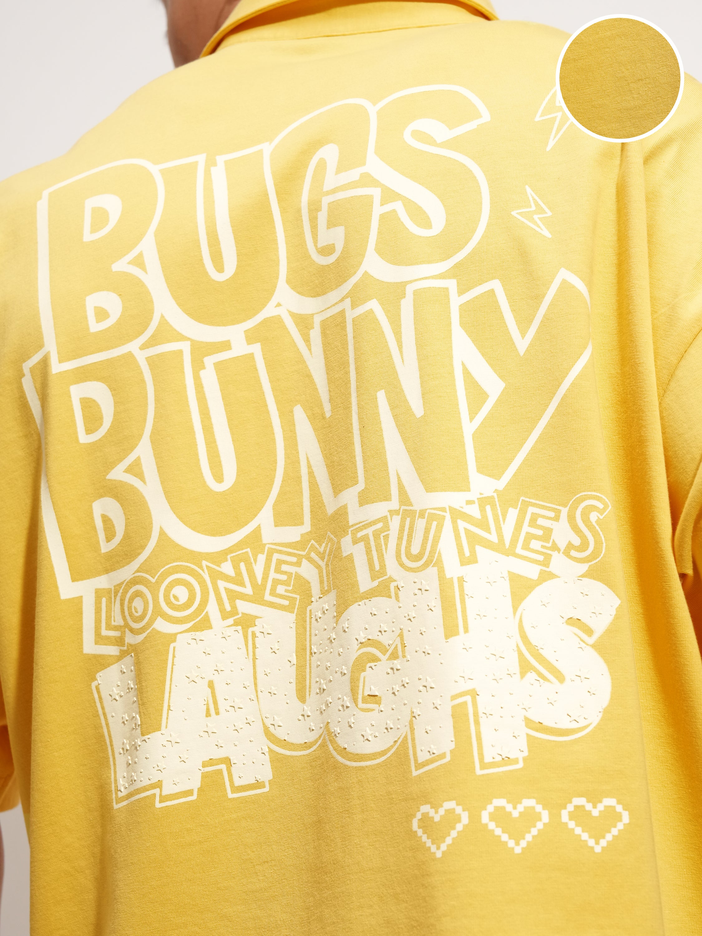 WB By Highlander Men Yellow Looney Tunes Printed Polo Collar T-Shirt - Yellow - Image 5