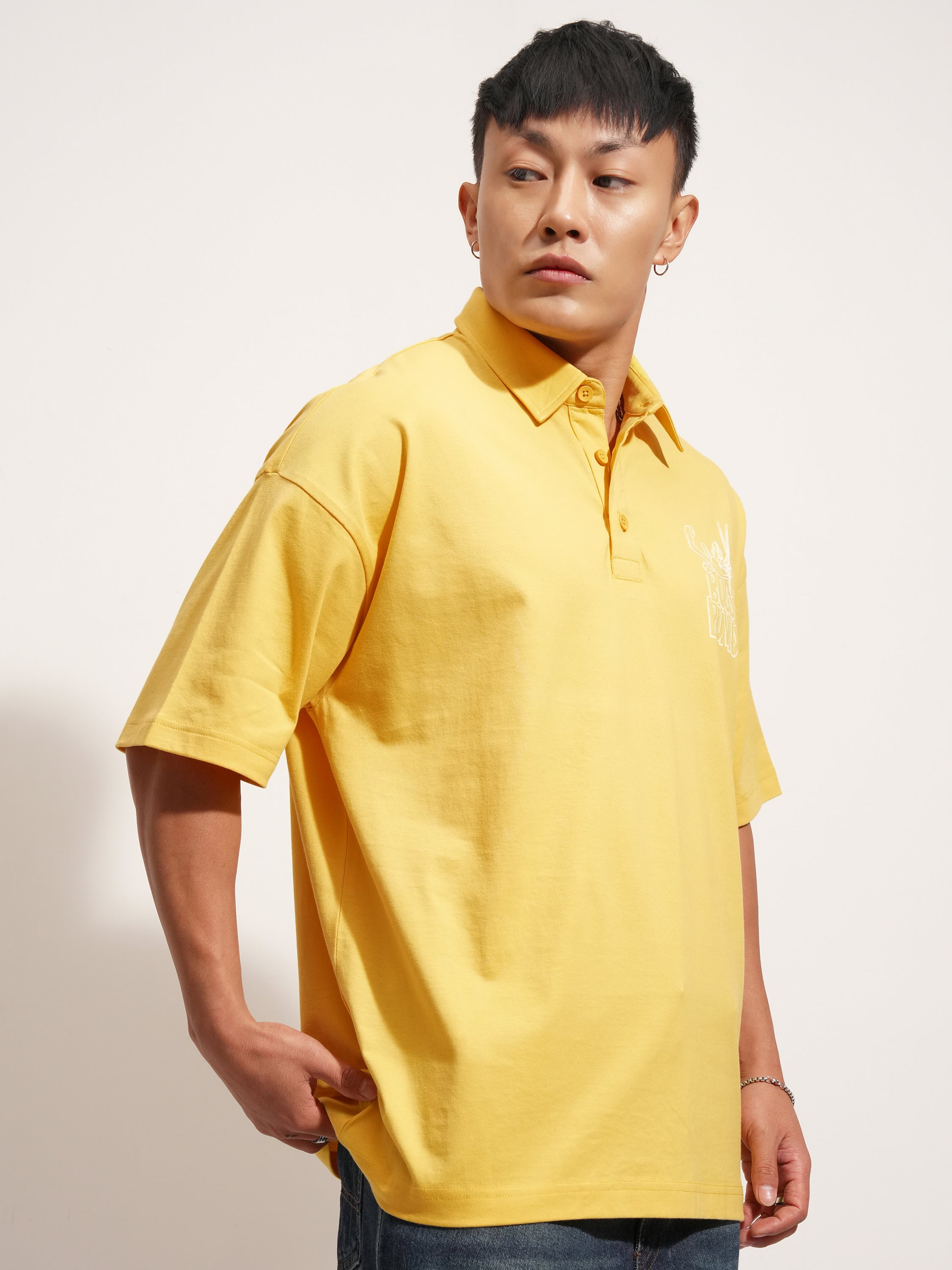WB By Highlander Men Yellow Looney Tunes Printed Polo Collar T-Shirt - Yellow - Image 6