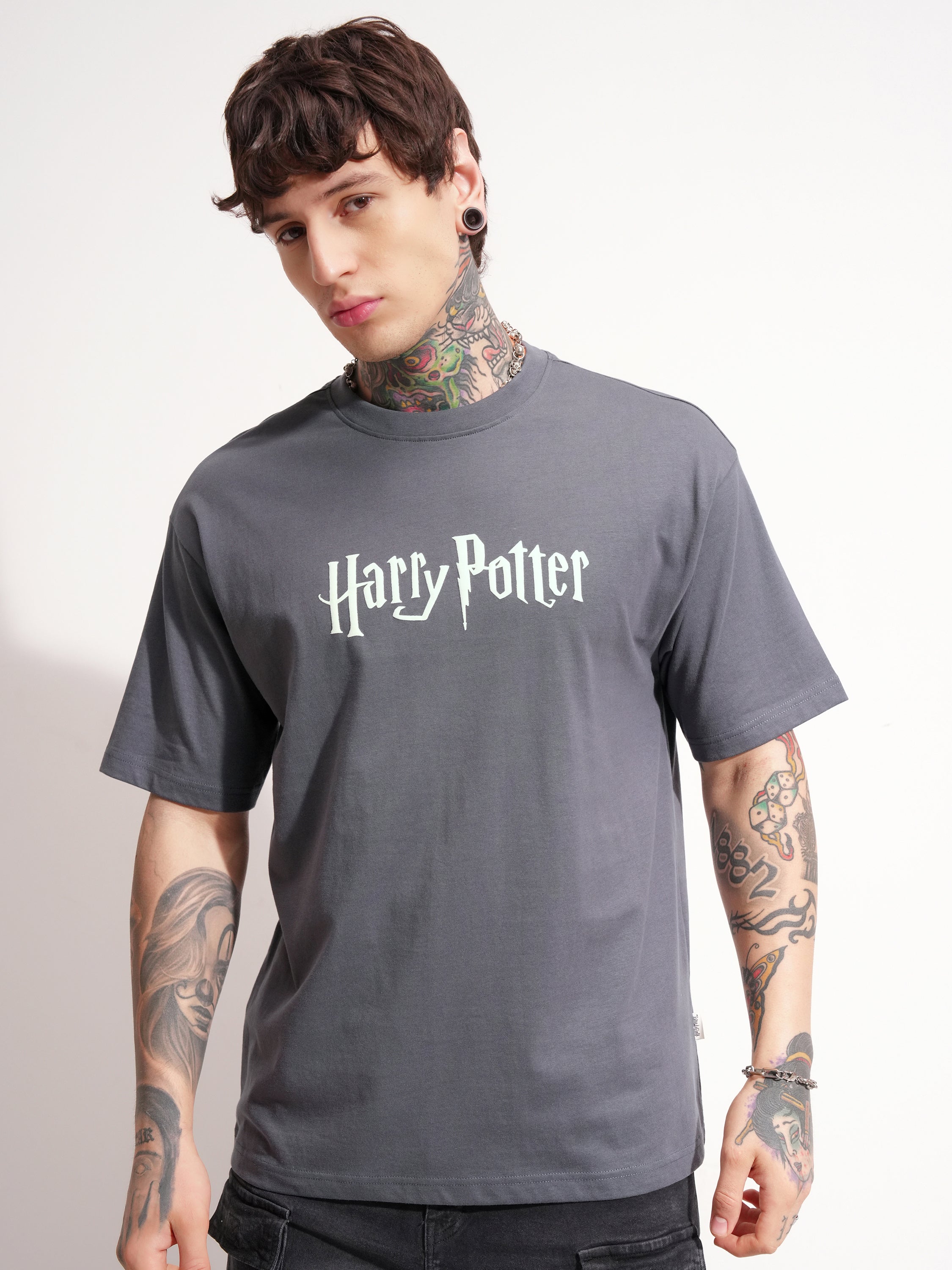 WB By Highlander Men Grey Harry Potter Printed Round Neck T-Shirt - Grey - Image 3