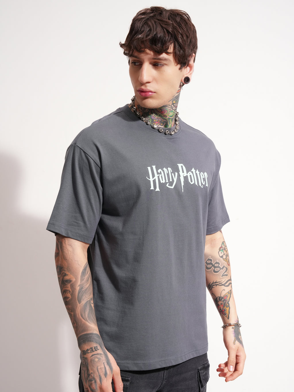 WB By Highlander Men Grey Harry Potter Printed Round Neck T-Shirt - Grey - Image 6