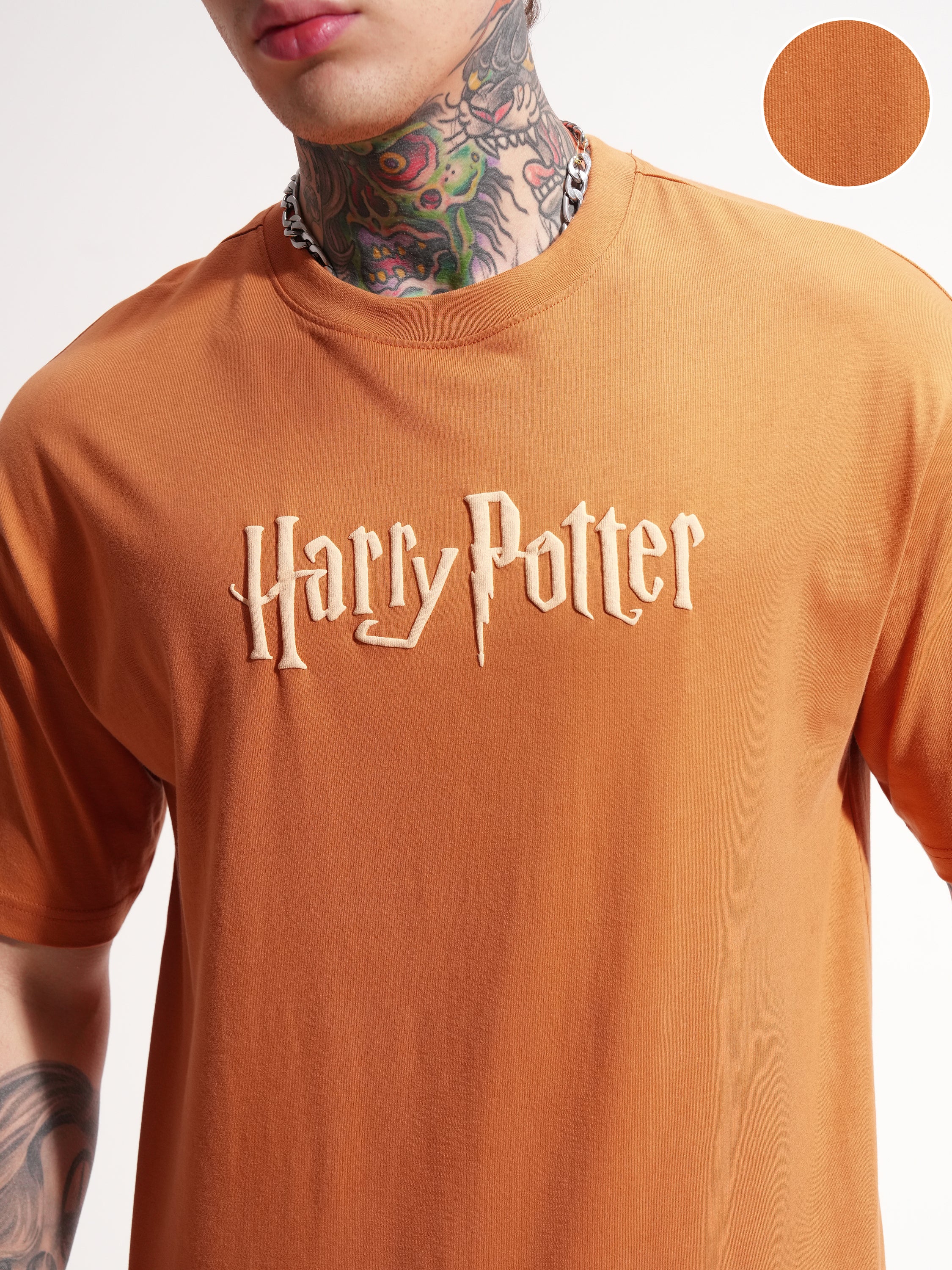 WB By Highlander Men Rust Harry Potter Printed Round Neck T-Shirt - Rust - Image 5