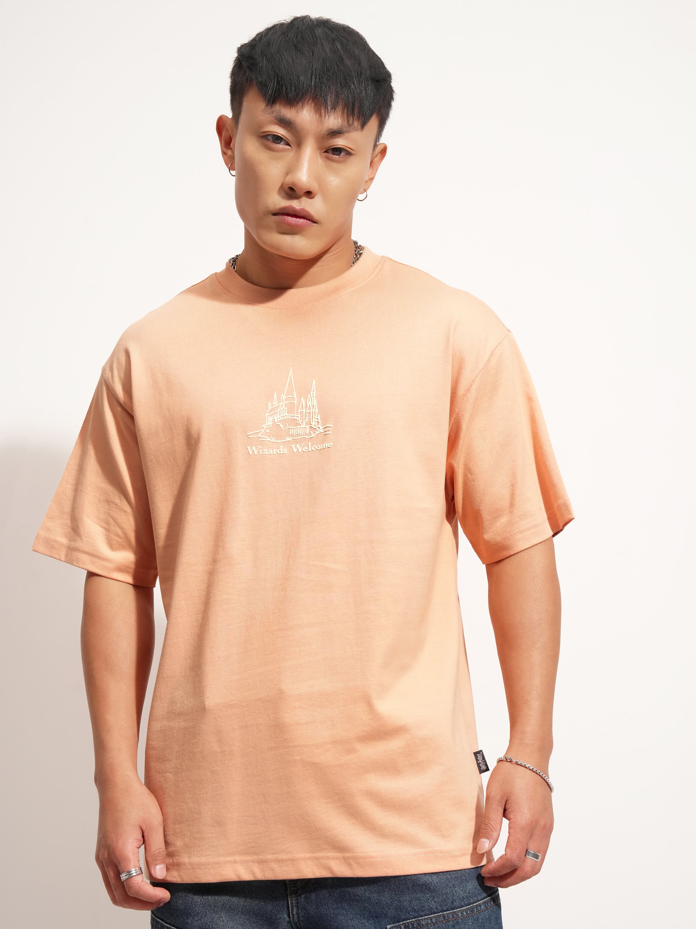 WB By Highlander Men Peach Harry Potter Printed Round Neck T-Shirt - Peach - Image 3