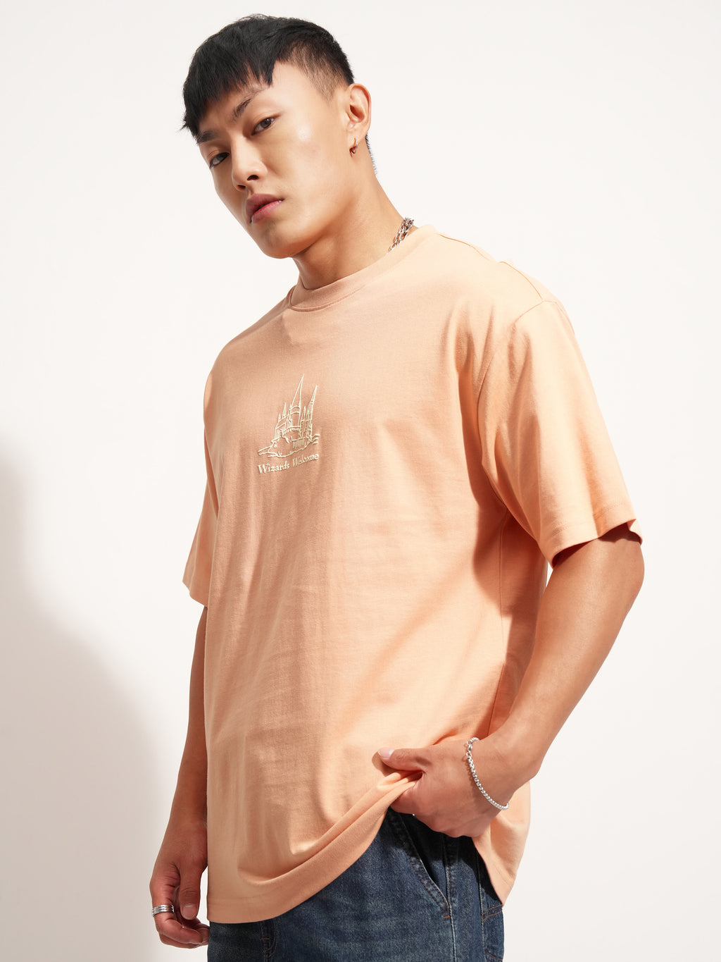 WB By Highlander Men Peach Harry Potter Printed Round Neck T-Shirt - Peach - Image 4