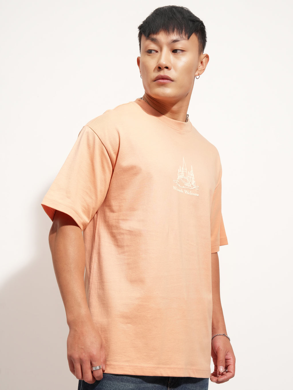 WB By Highlander Men Peach Harry Potter Printed Round Neck T-Shirt - Peach - Image 6