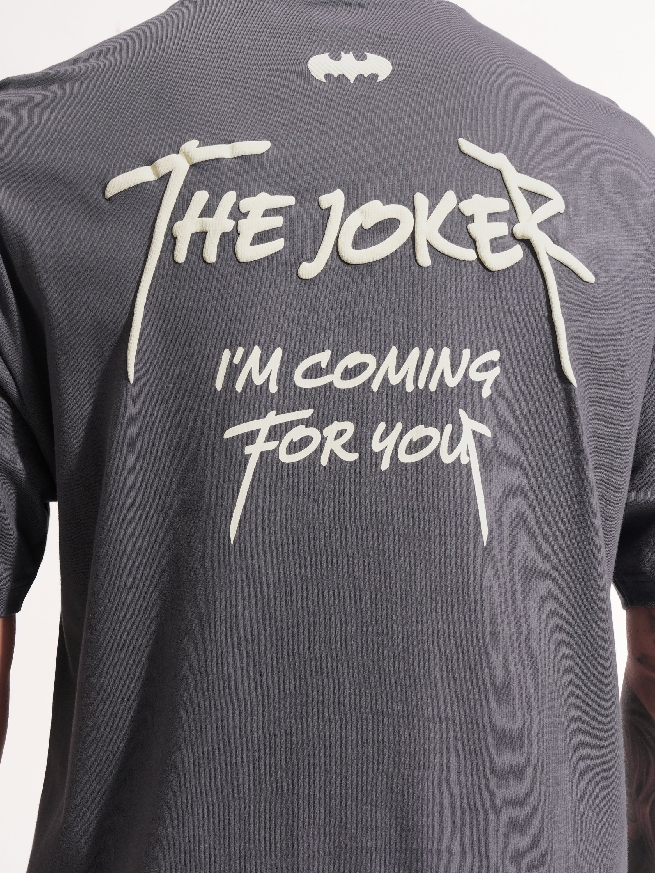 DC By Highlander Men Grey Batman Printed Round Neck Oversized Fit T-Shirt - Grey - Image 7