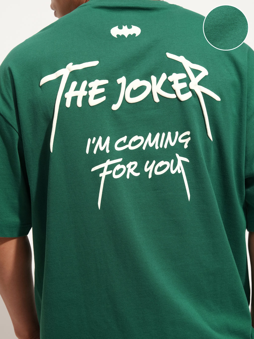 DC By Highlander Men Green Batman Printed Round Neck Oversized Fit T-Shirt - Green - Image 7
