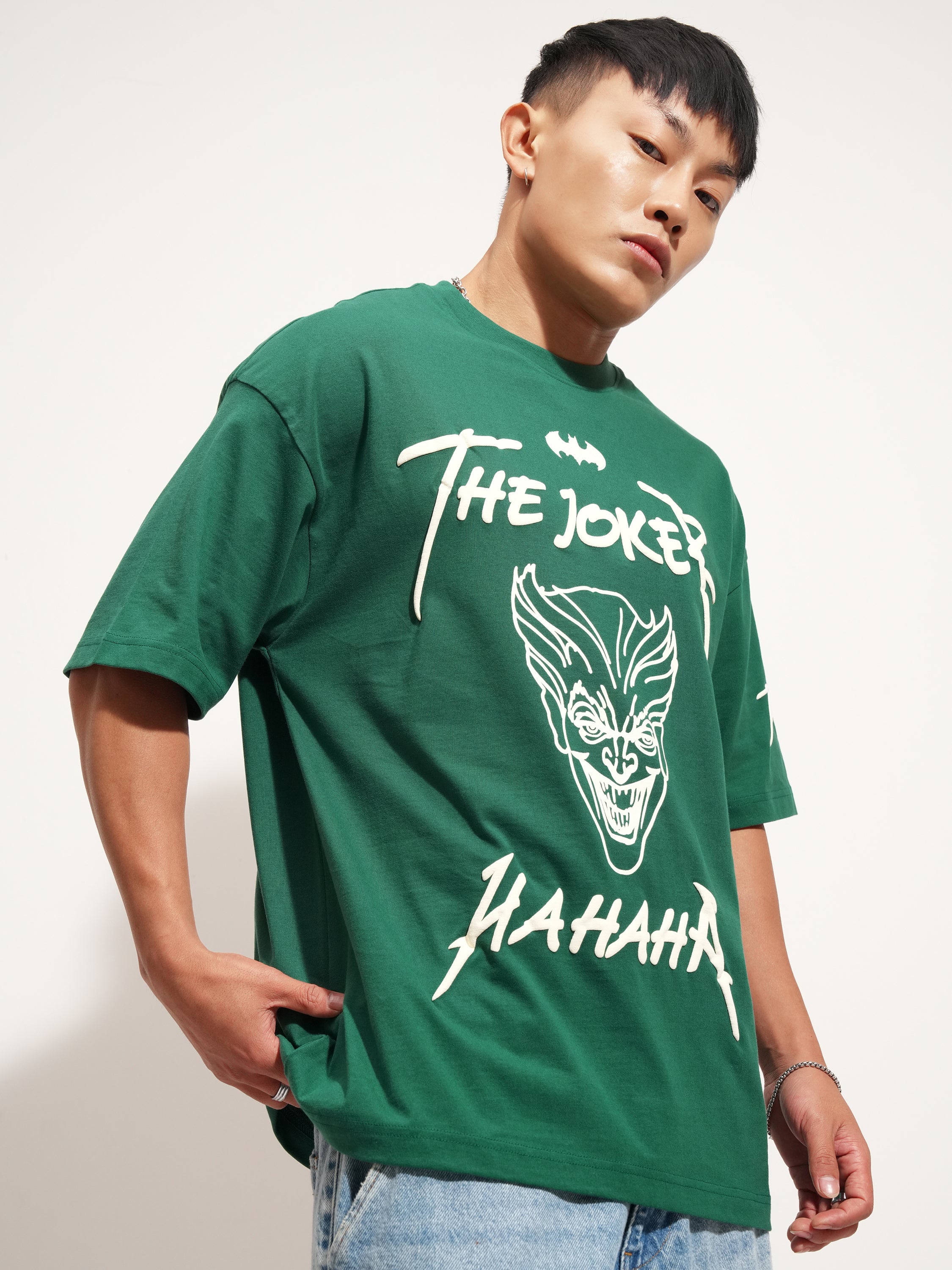 DC By Highlander Men Green Batman Printed Round Neck Oversized Fit T-Shirt - Green - Image 8