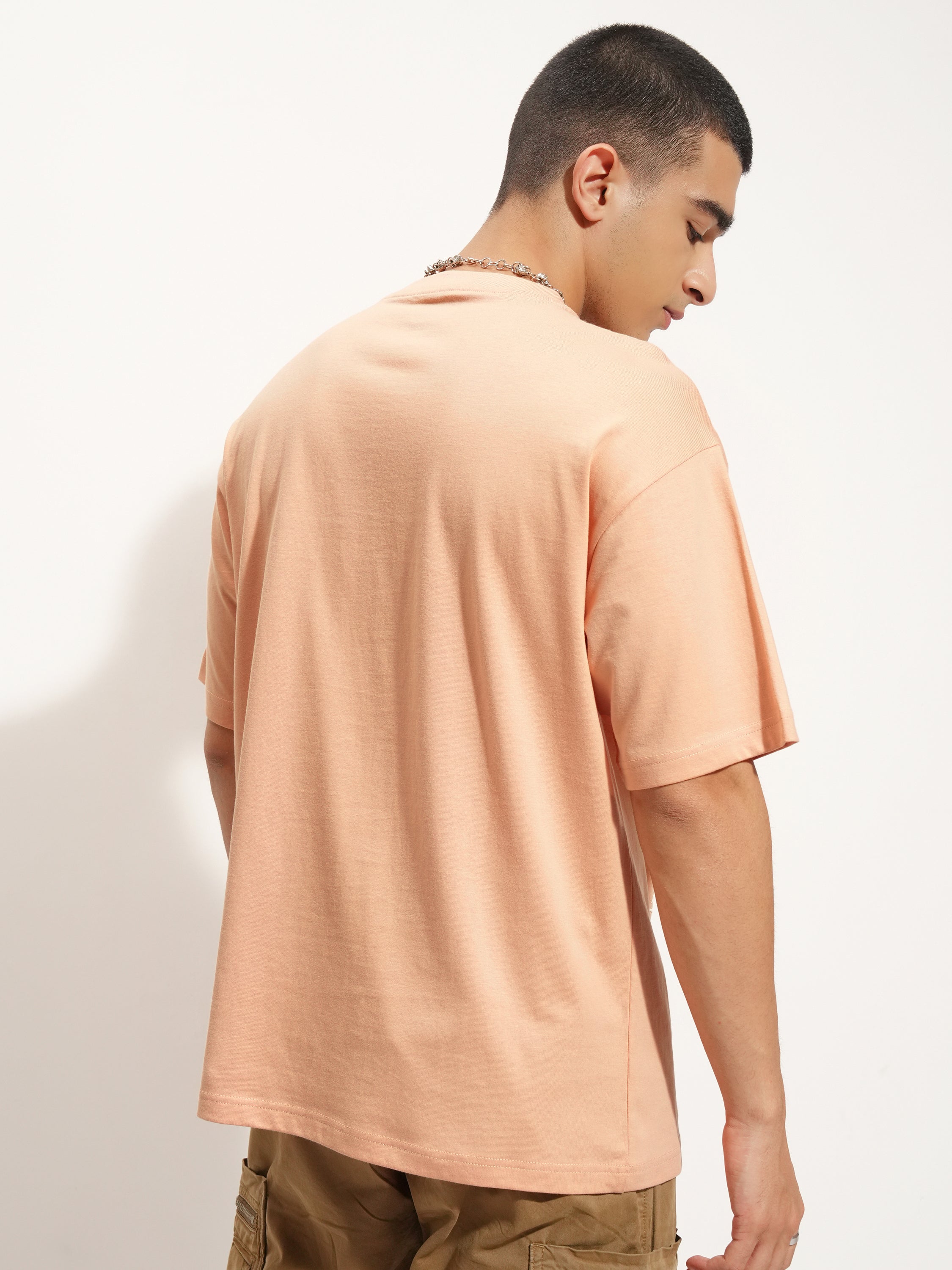 WB By Highlander Men Peach Looney Tunes Printed Round Neck T-Shirt - Peach - Image 3