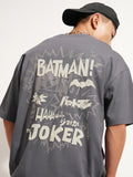 DC By Highlander Men Grey Batman Printed Round Neck Oversized Fit T-Shirt - Grey - Image 1