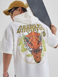 WB By Highlander Men Off White House Of The Dragon Printed Hood Oversized Fit T-Shirt - Off White - Image 1
