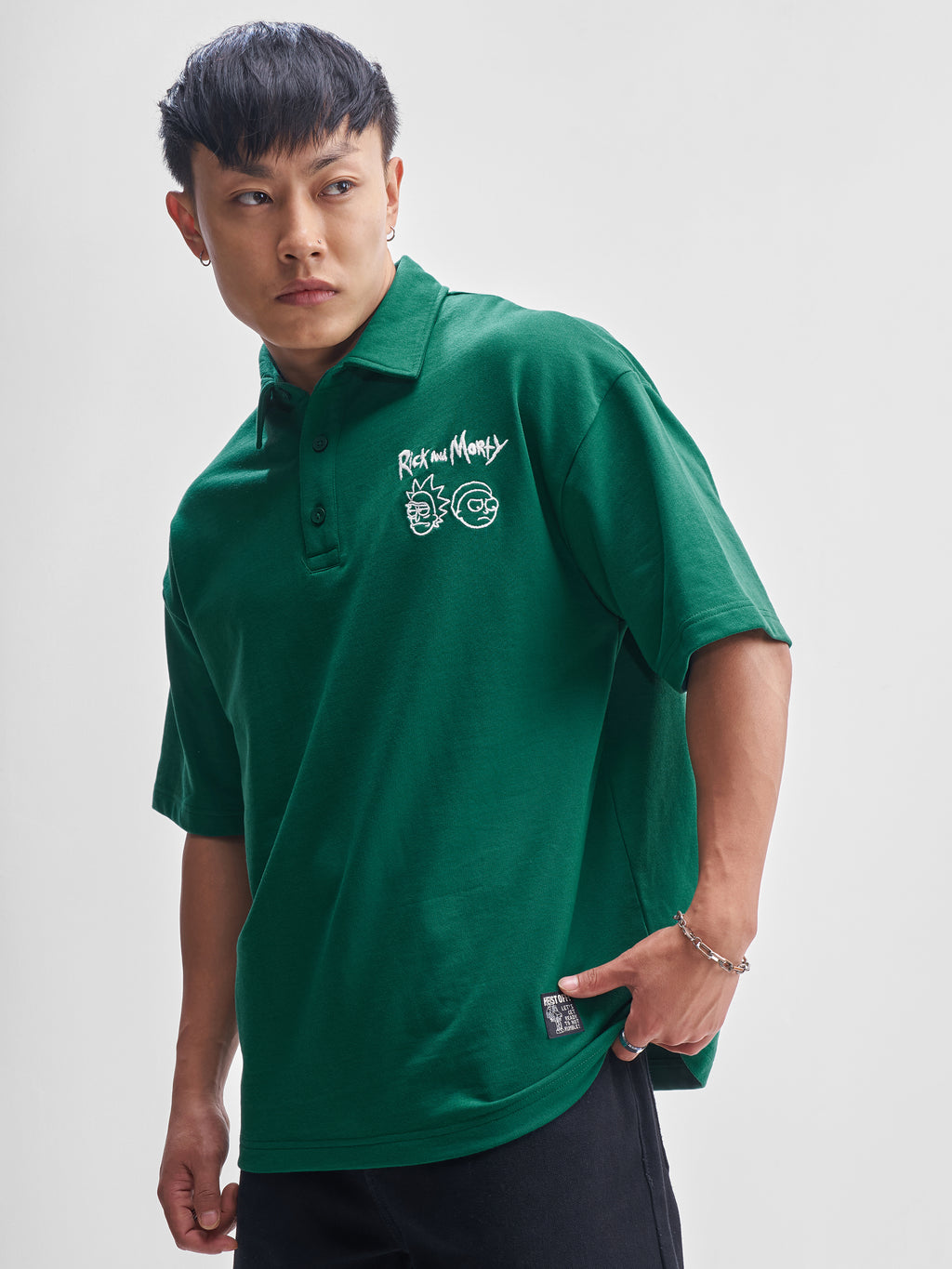 WB By Highlander Men Green Rick And Morty Printed Polo Collar T Shirt - Green - Image 4