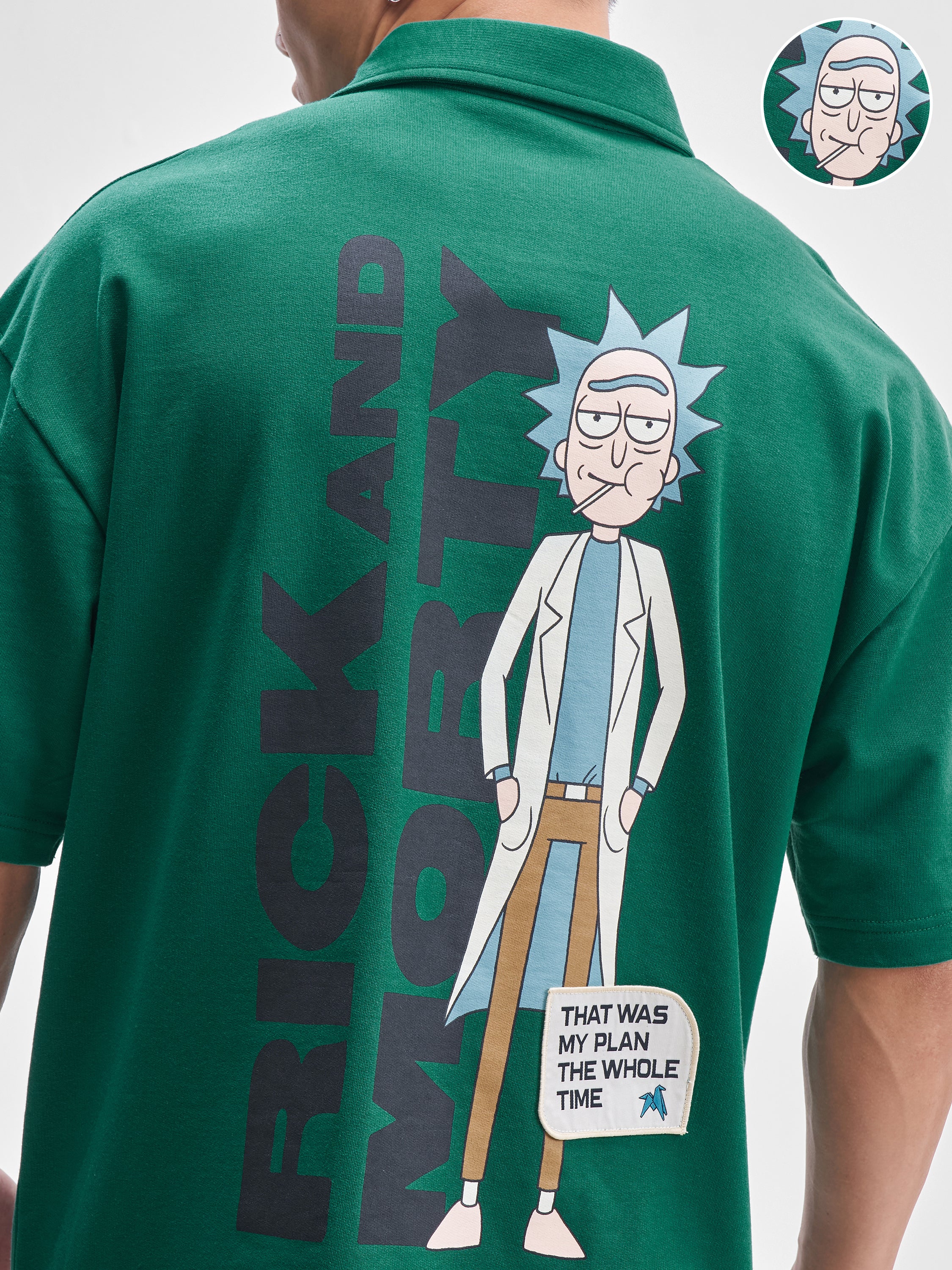 WB By Highlander Men Green Rick And Morty Printed Polo Collar T Shirt - Green - Image 5