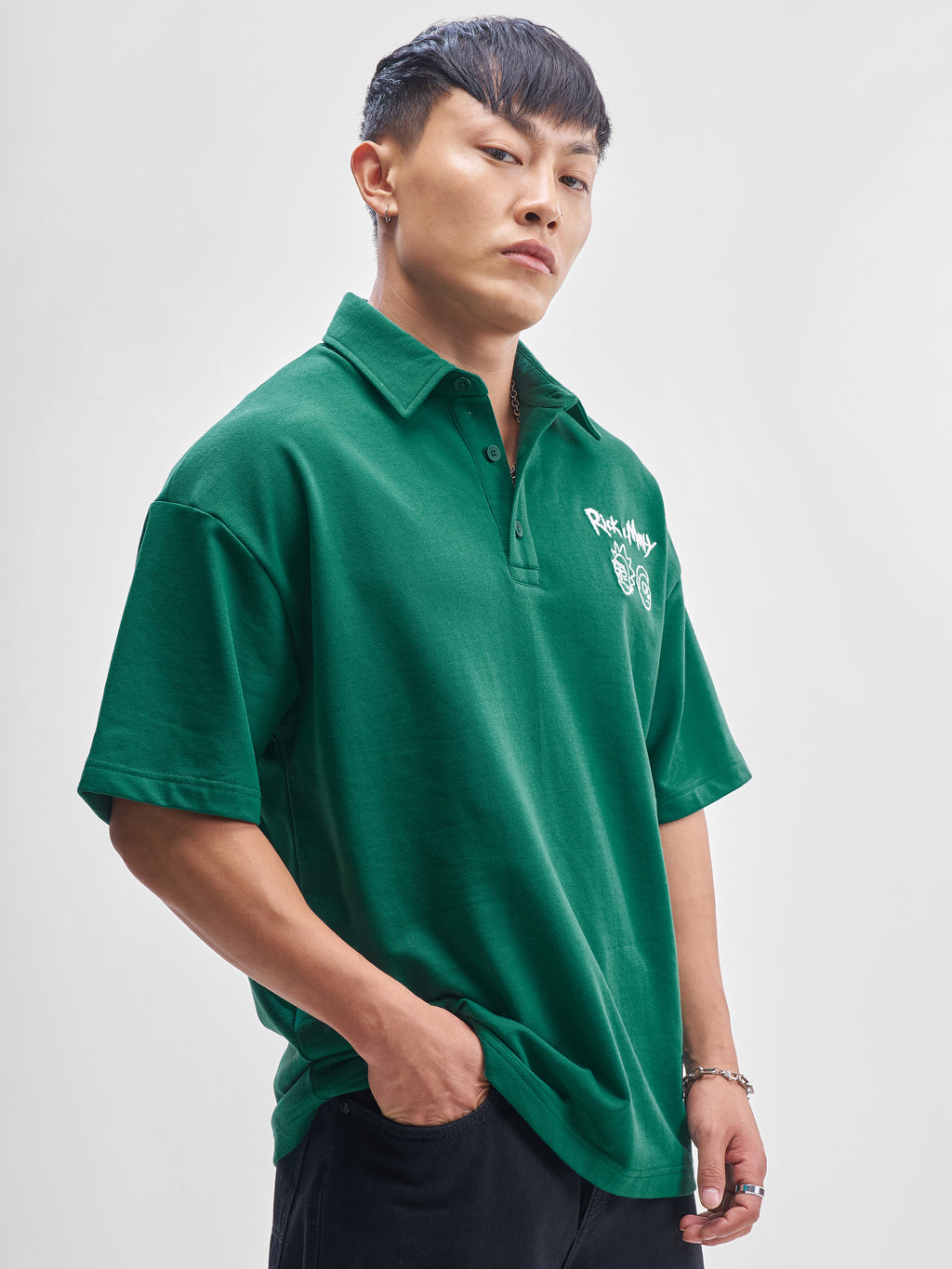WB By Highlander Men Green Rick And Morty Printed Polo Collar T Shirt - Green - Image 6