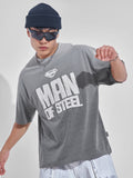 DC By Highlander Men Grey Superman Printed Round Neck Oversized Fit T-Shirt - Grey - Image 1