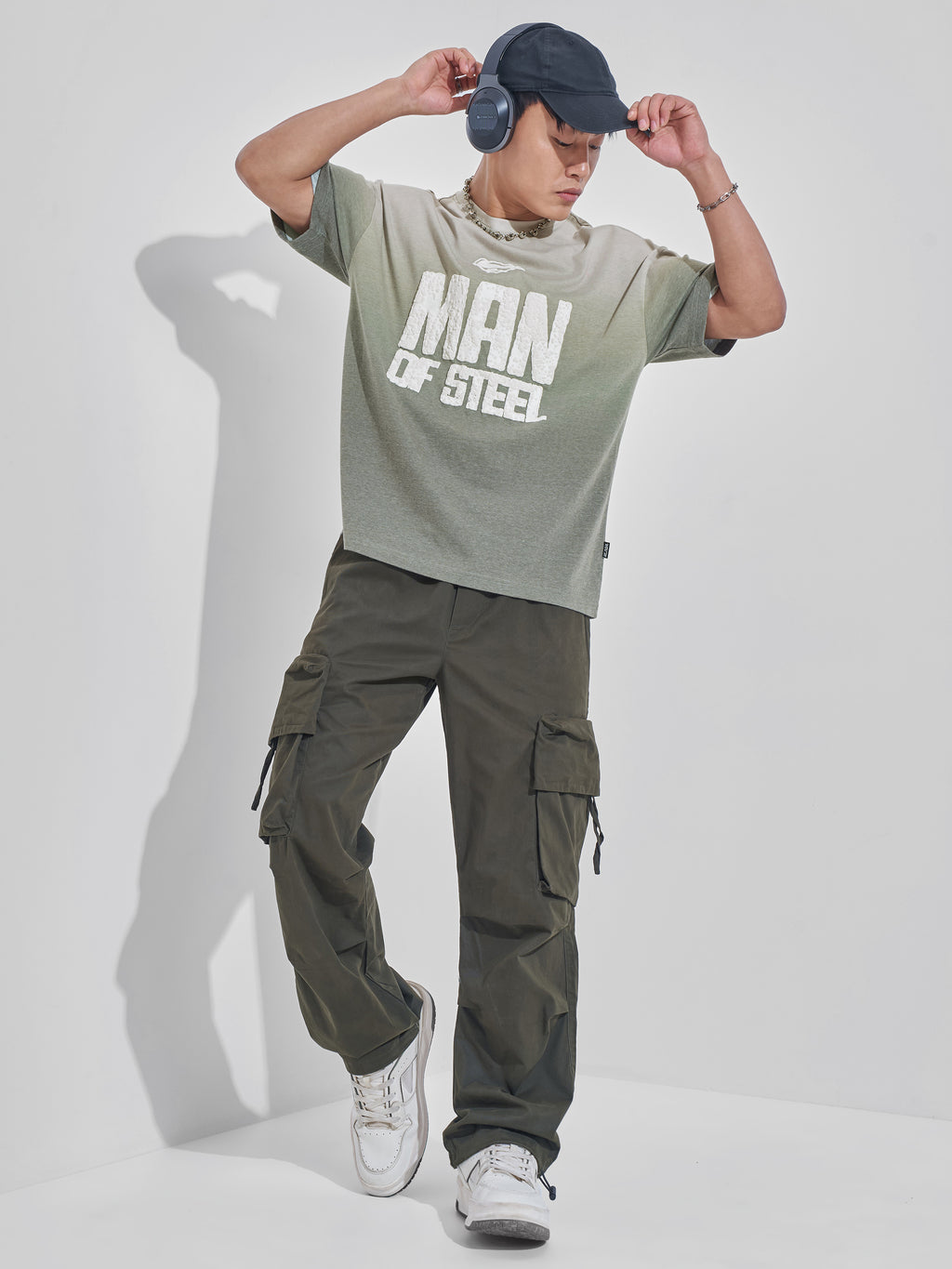 DC By Highlander Men Olive Superman Printed Round Neck Oversized Fit T-Shirt - Olive - Image 2