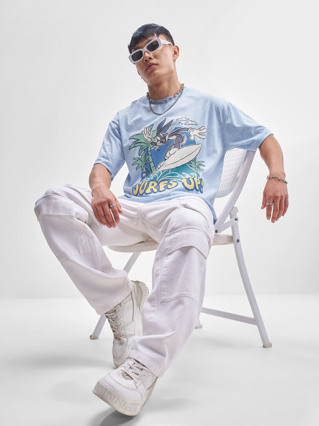 WB By Highlander Men Blue Looney Tunes Printed Round Neck T-Shirt - Blue - Image 2