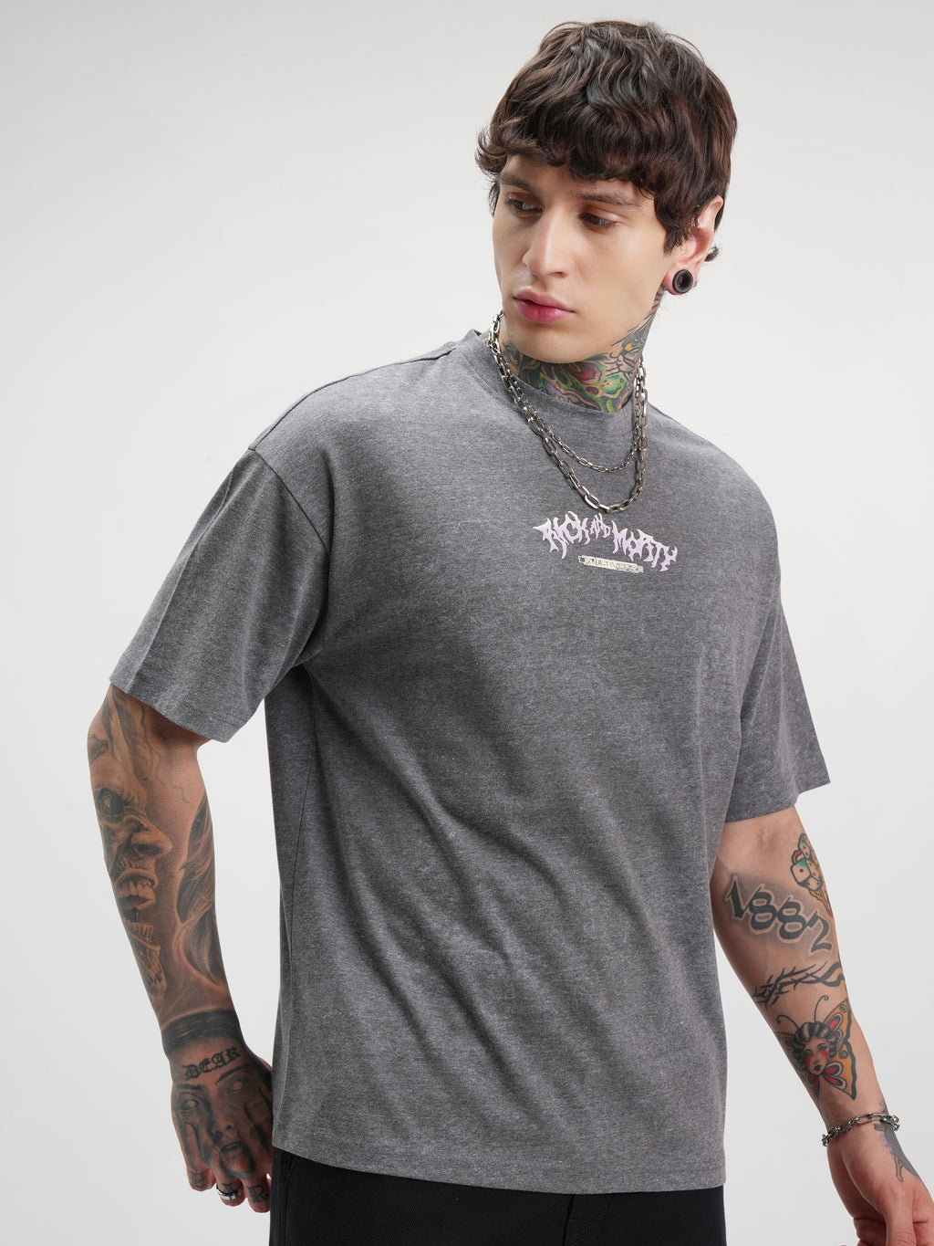 WB By Highlander Men Grey Rick And Morty Printed Round Neck Oversized Fit T-Shirt - Grey - Image 6