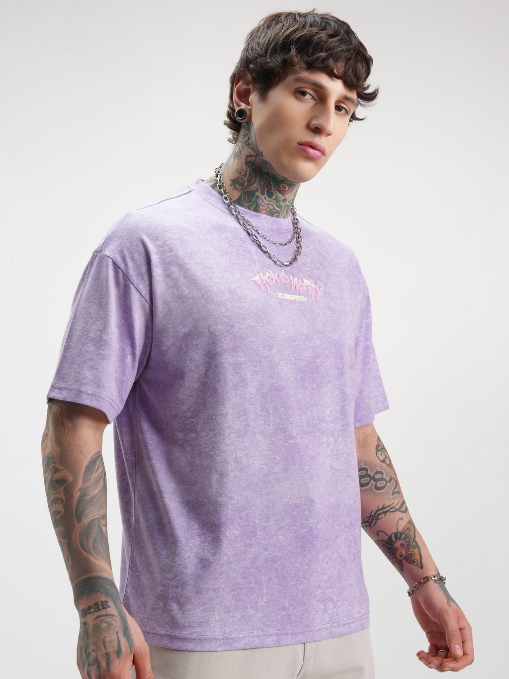 WB By Highlander Men Purple Rick And Morty Printed Round Neck Oversized Fit T-Shirt - Purple - Image 6