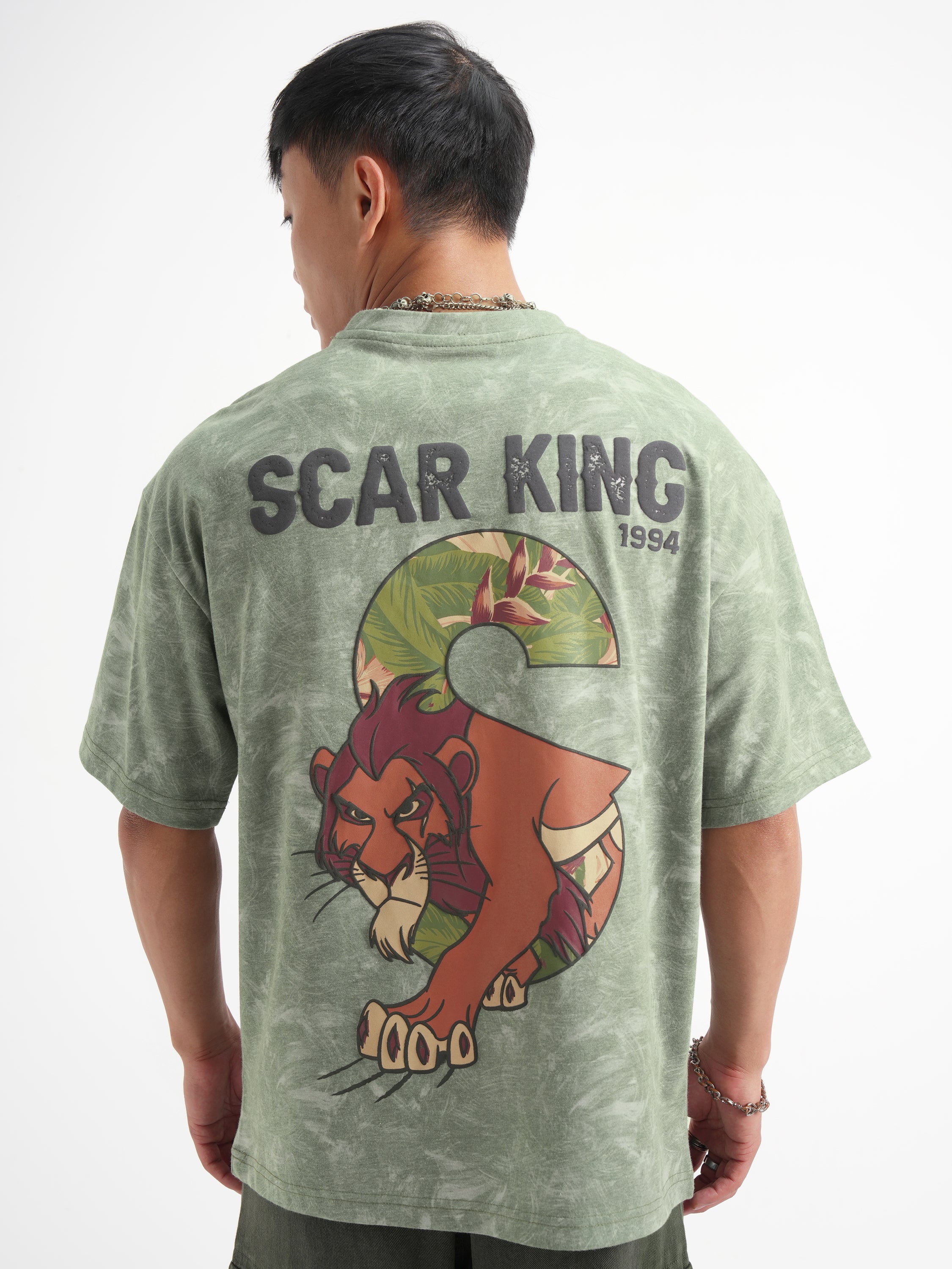 Disney By Highlander Men Green Lion King Printed Round Neck Oversized Fit T-Shirt - Green - Image 3