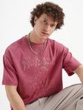 WB By Highlander Men Rust Flintstones Printed Round Neck Oversized Fit T-Shirt - Rust - Image 1