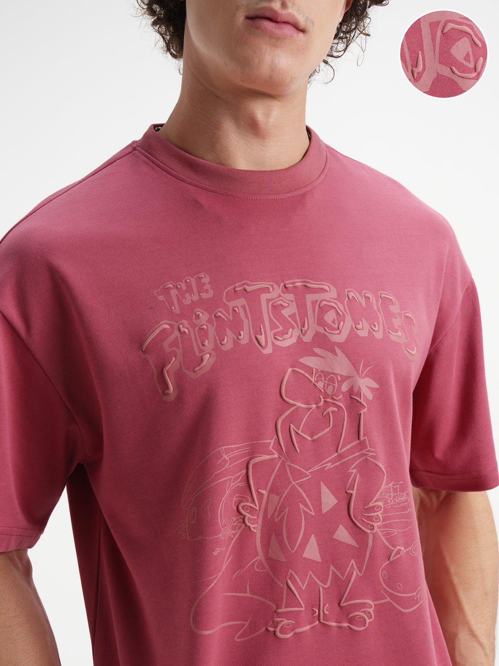 WB By Highlander Men Rust Flintstones Printed Round Neck Oversized Fit T-Shirt - Rust - Image 5