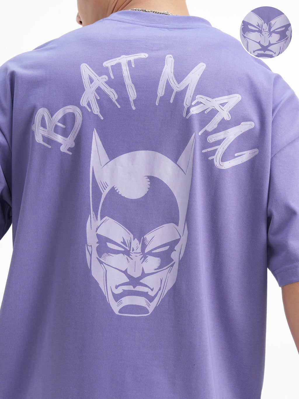 DC By Highlander Men Lavender Batman Printed Round Neck Oversized Fit T-Shirt - Lavender - Image 5