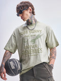 WB By Highlander Men Green Looney Tunes Printed Round Neck Oversized Fit T-Shirt - Green - Image 1