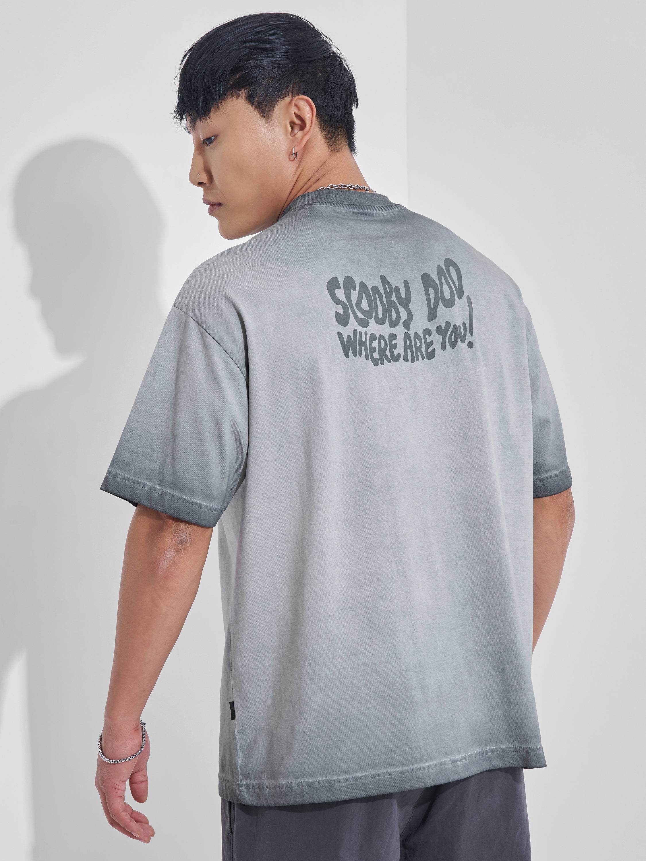 WB By Highlander Men Black Scooby Doo Printed Round Neck Oversized Fit T-Shirt - Black - Image 3