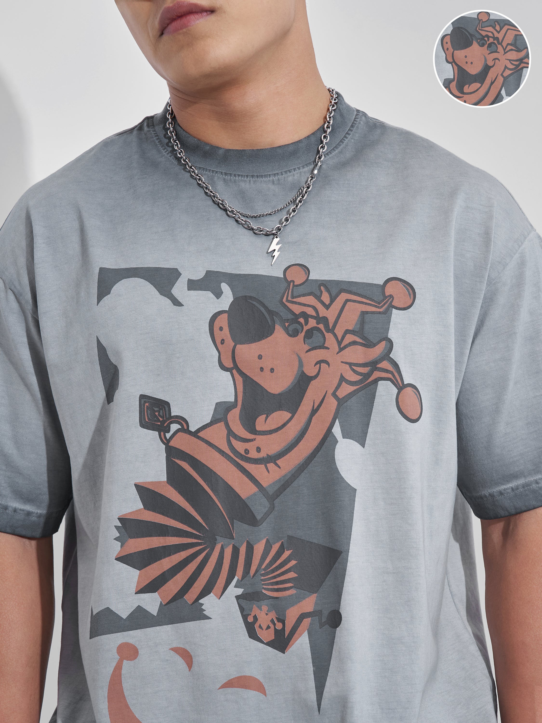 WB By Highlander Men Black Scooby Doo Printed Round Neck Oversized Fit T-Shirt - Black - Image 5
