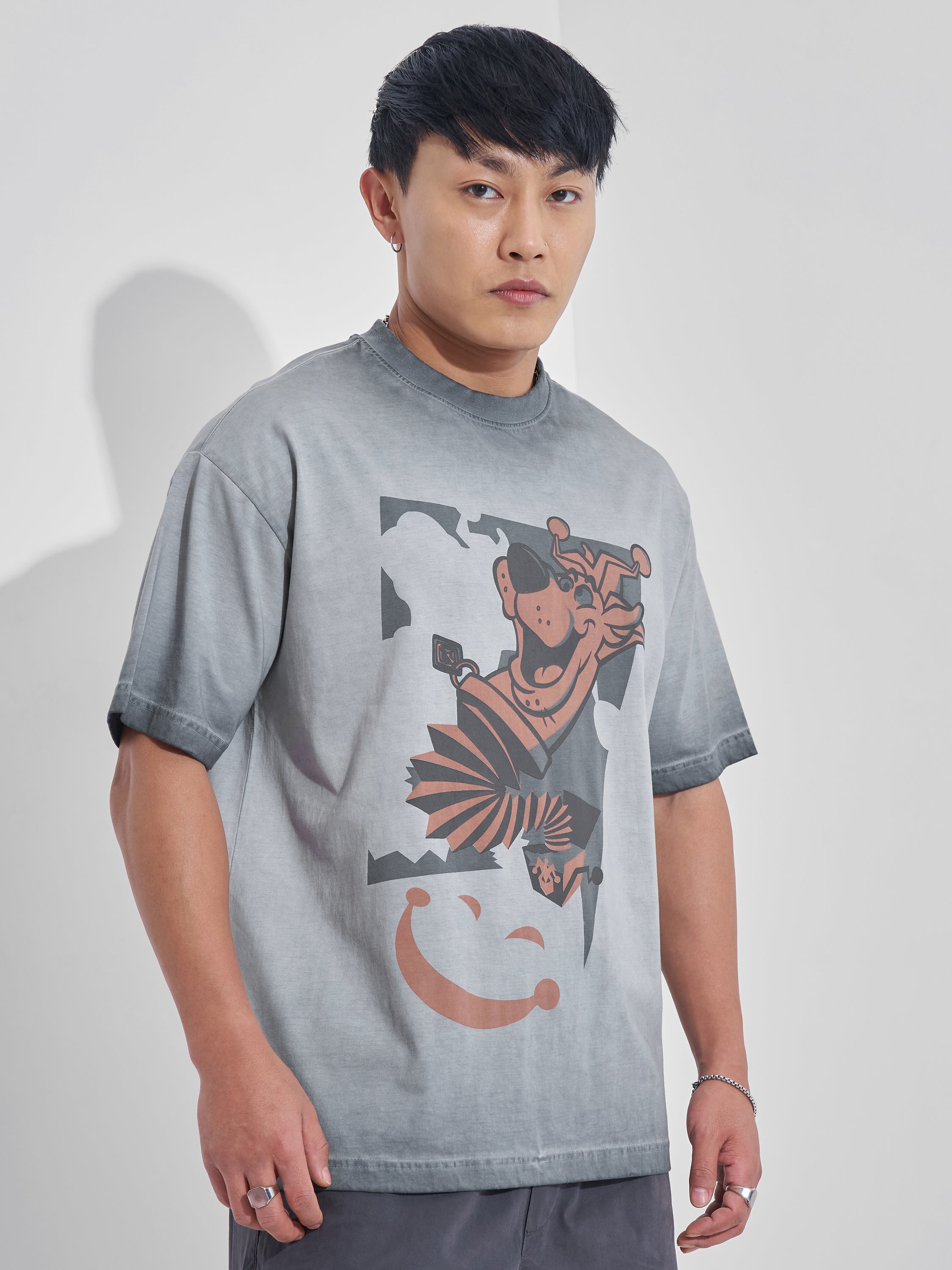 WB By Highlander Men Black Scooby Doo Printed Round Neck Oversized Fit T-Shirt - Black - Image 6