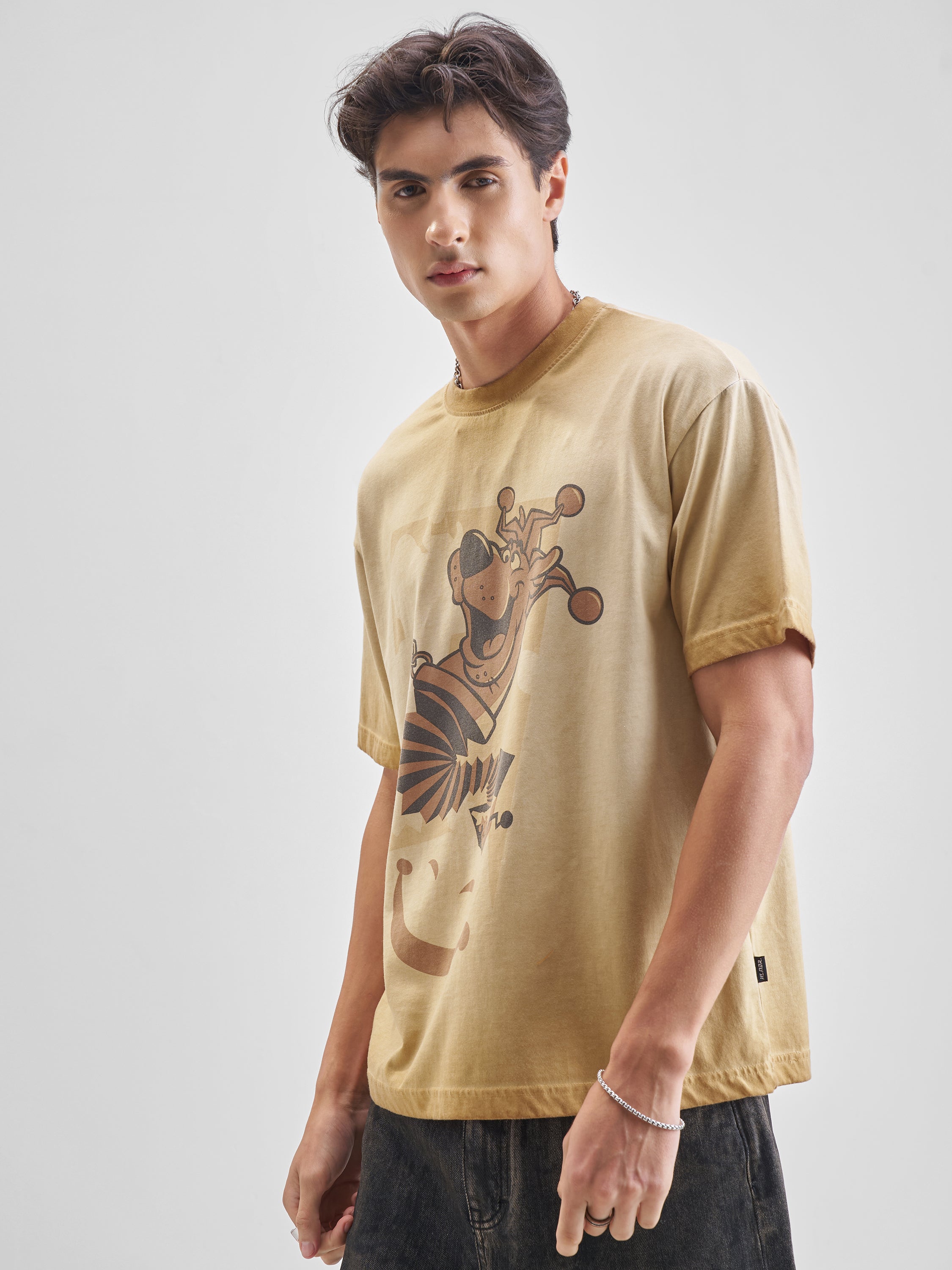 WB By Highlander Men Brown Scooby Doo Printed Round Neck Oversized Fit T-Shirt - Brown - Image 4
