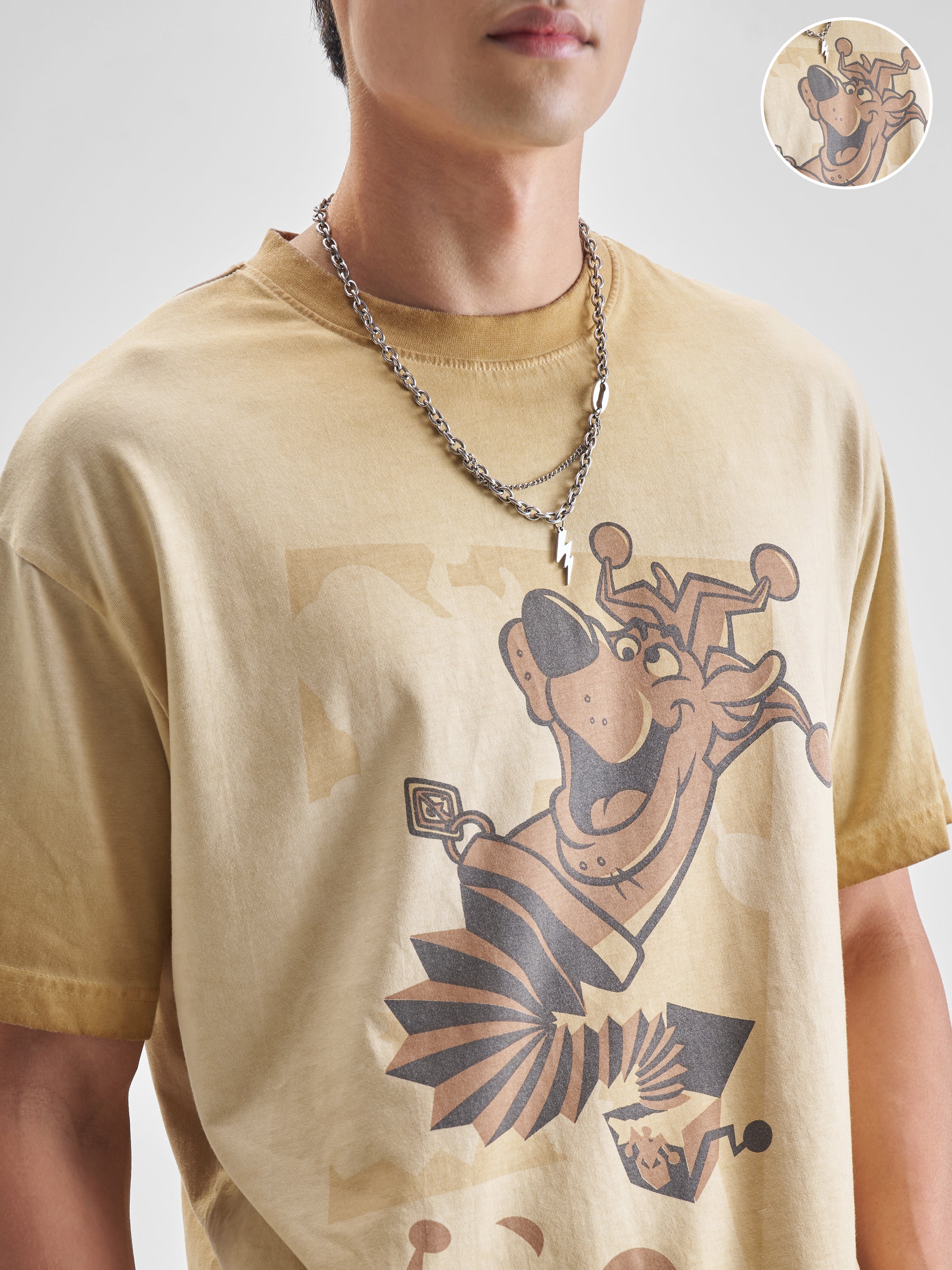 WB By Highlander Men Brown Scooby Doo Printed Round Neck Oversized Fit T-Shirt - Brown - Image 5