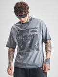 DC By Highlander Men Grey Batman Printed Round Neck Oversized Fit T-Shirt - Grey - Image 1