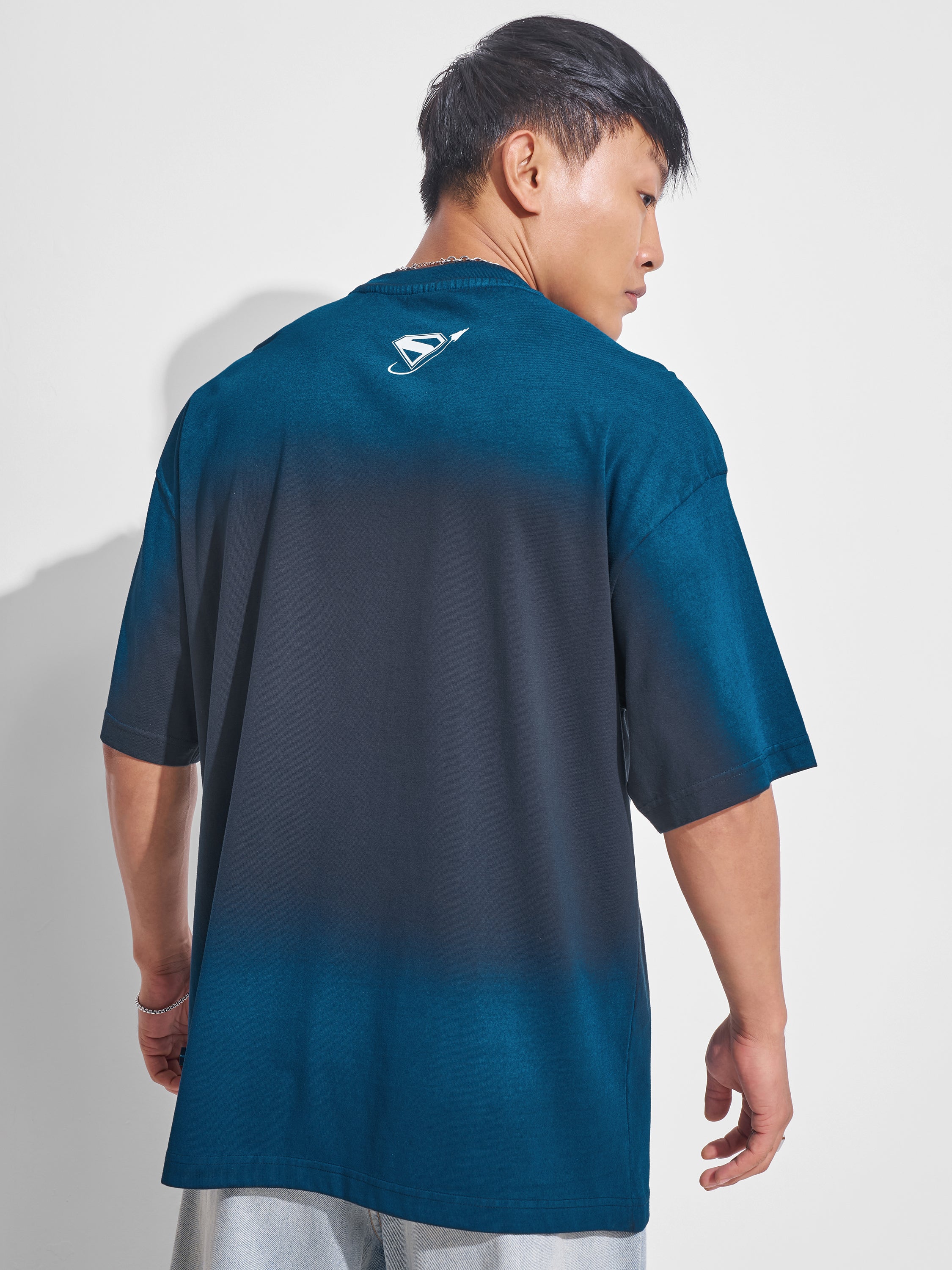 DC By Highlander Men Navy Blue Superman Printed Round Neck Oversized Fit T-Shirt - Navy Blue - Image 3