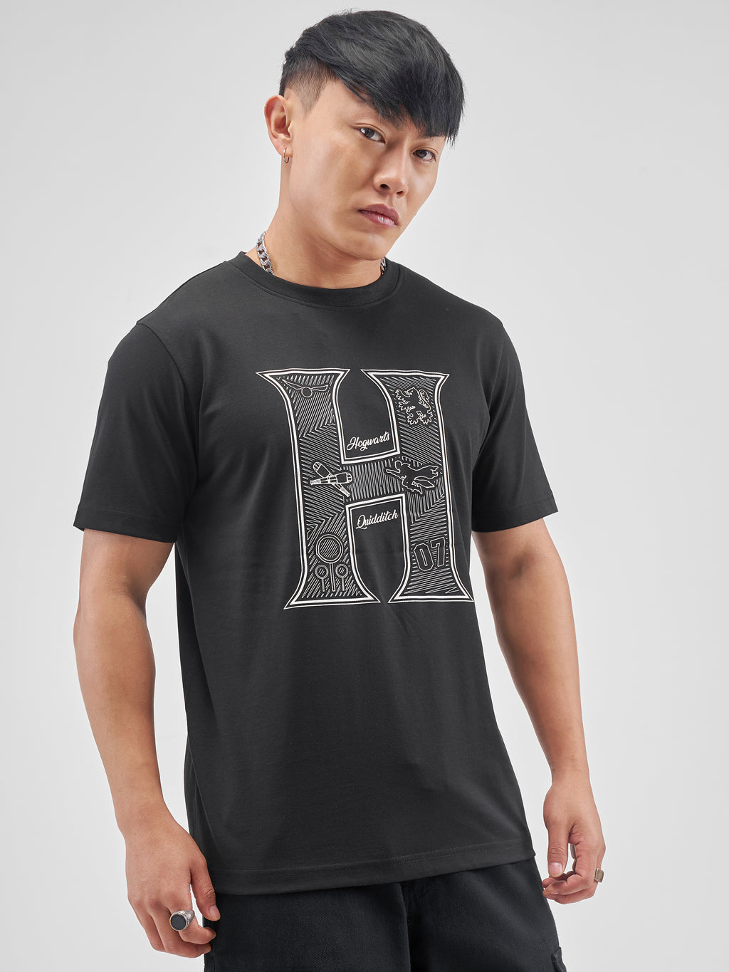 WB By Highlander Men Black Harry Potter Printed Round Neck Regular Fit T-Shirt - Black - Image 6