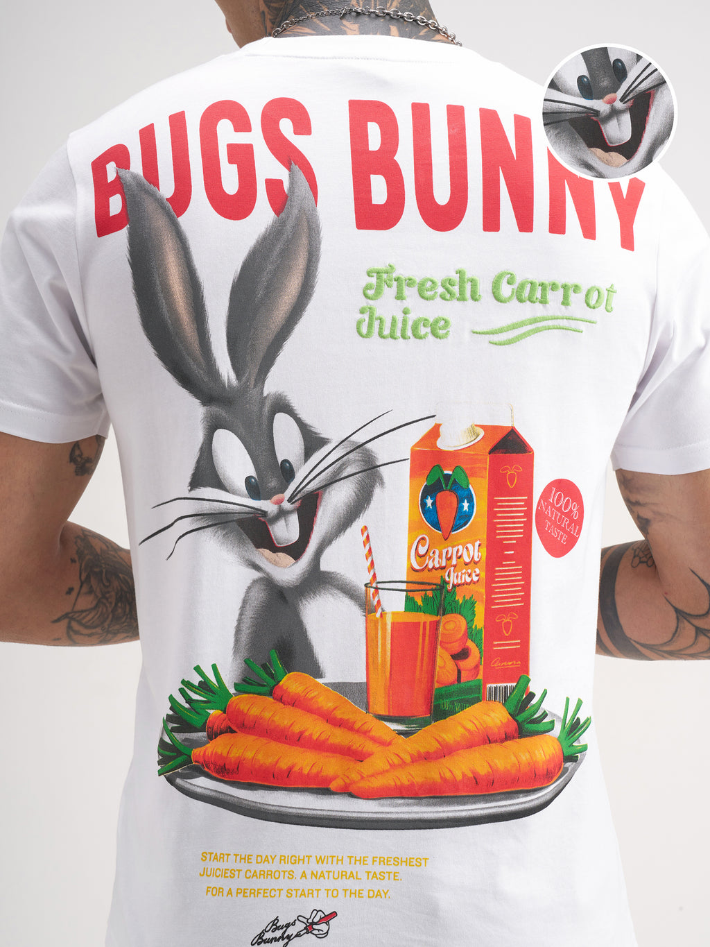 WB By Highlander Men White Bugs Bunny Printed Round Neck T-Shirt