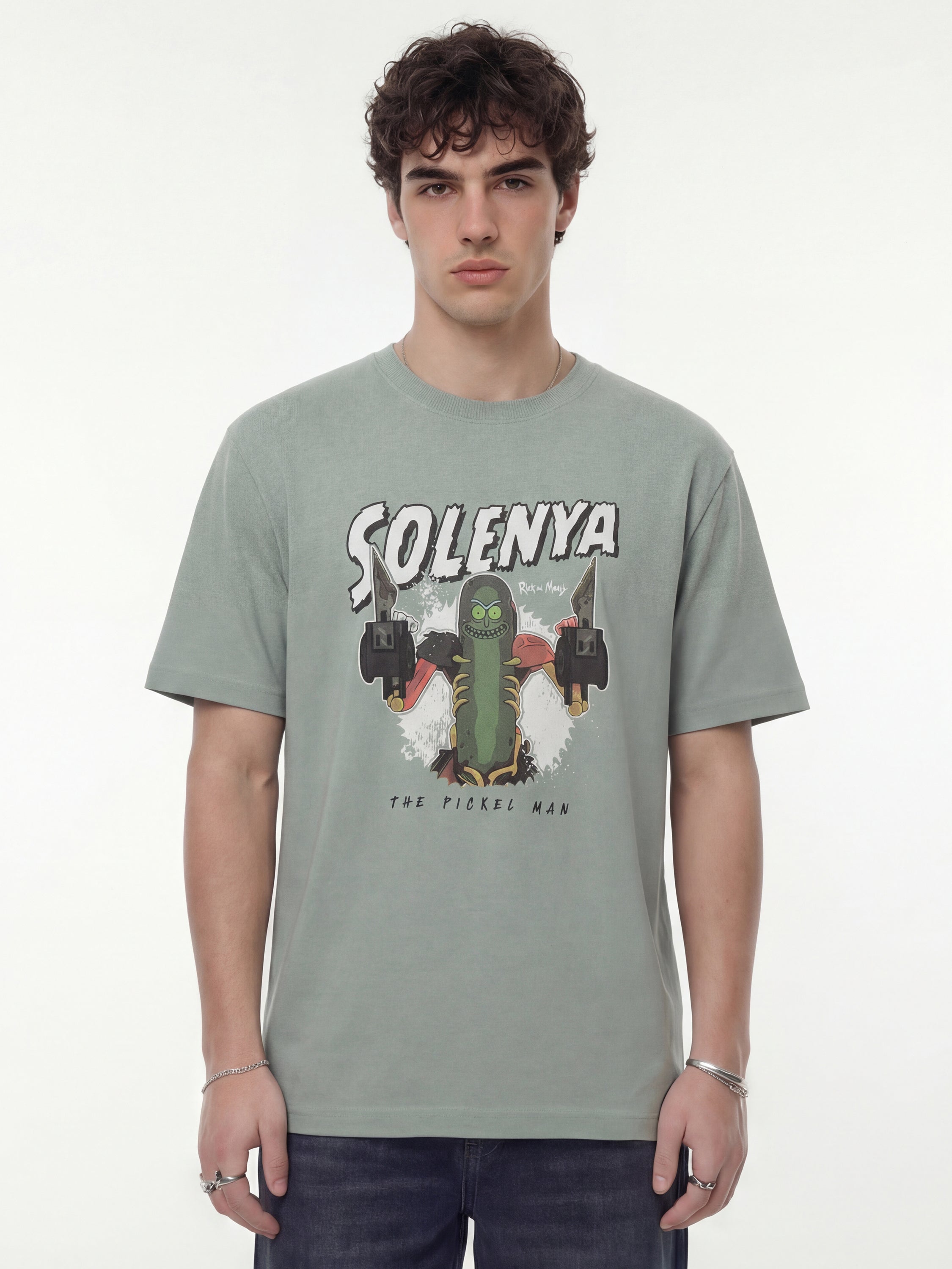 WB By Highlander Men Green Rick And Morty Printed Round Neck T-Shirt - Green - Image 4