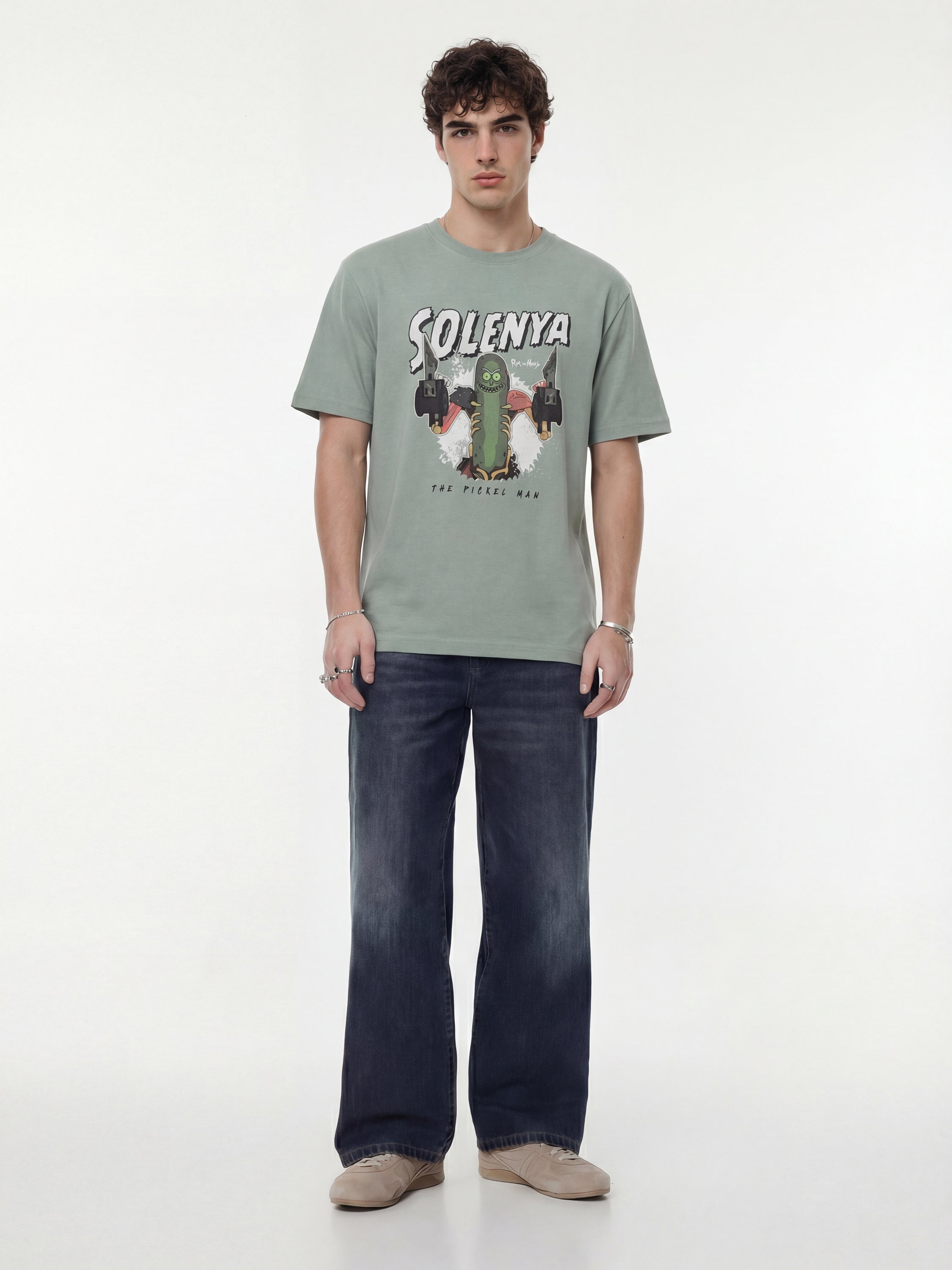 WB By Highlander Men Green Rick And Morty Printed Round Neck T-Shirt - Green - Image 5