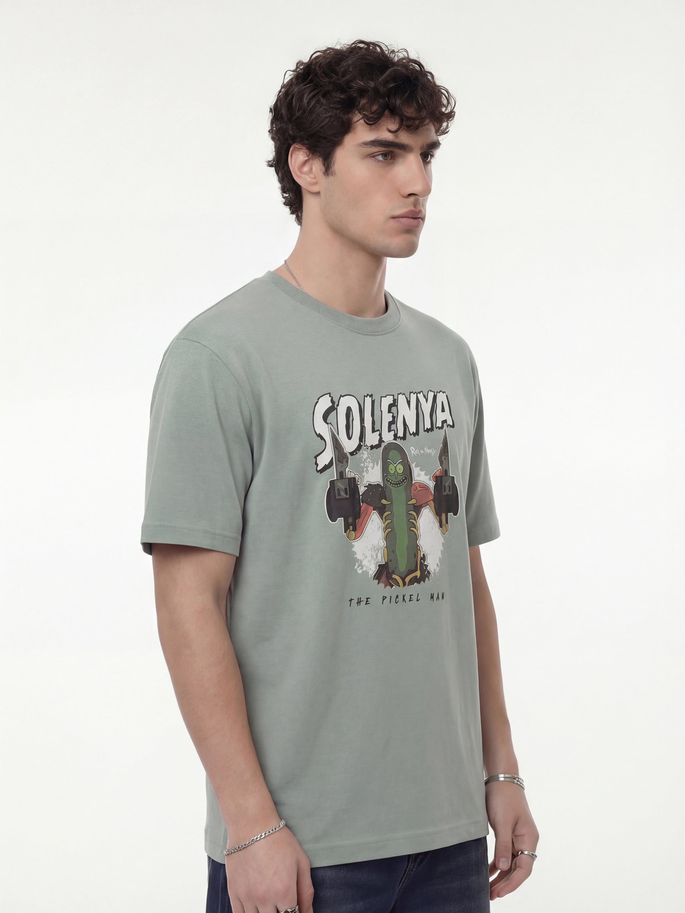 WB By Highlander Men Green Rick And Morty Printed Round Neck T-Shirt - Green - Image 9