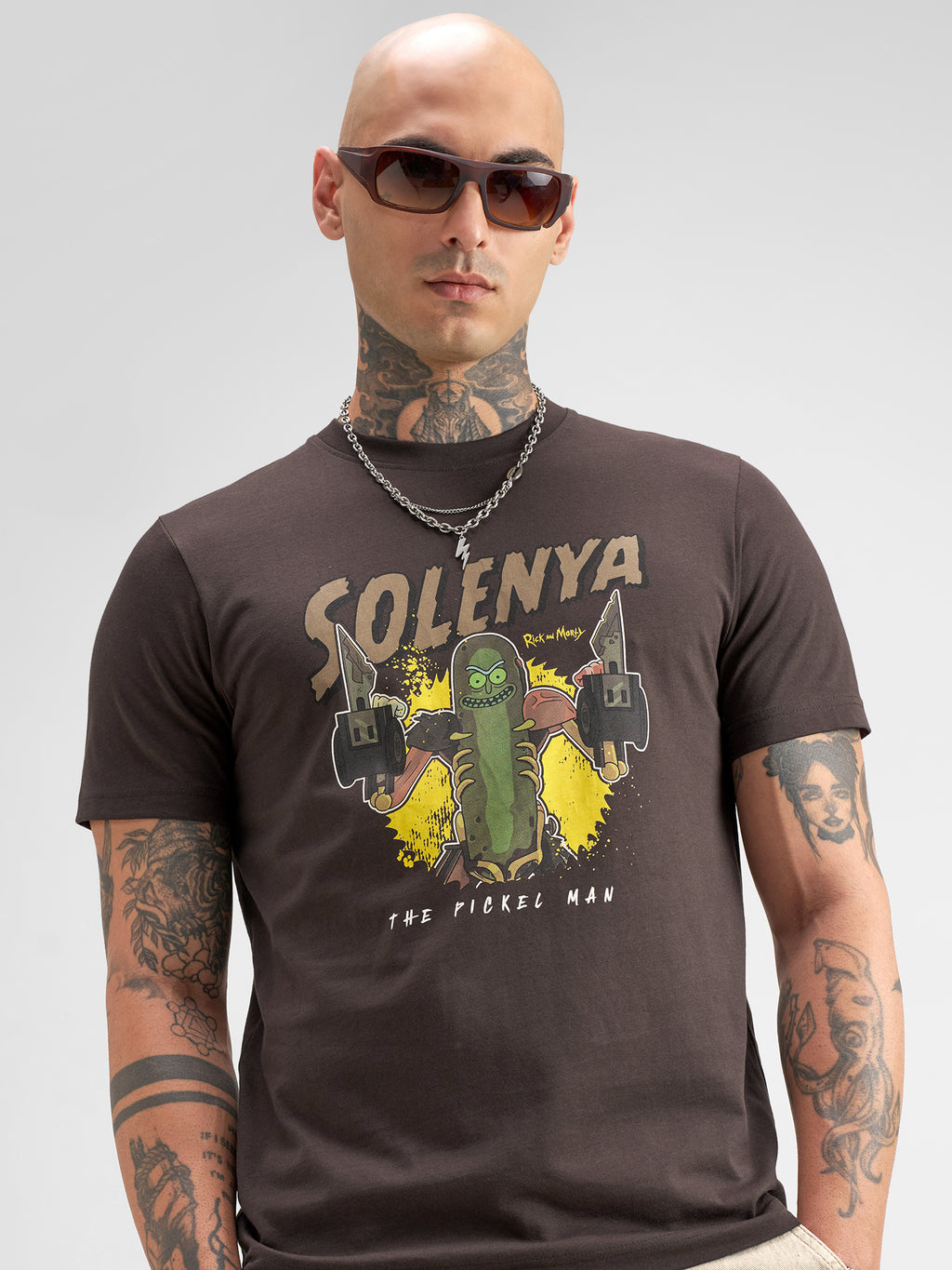WB By Highlander Men Brown Rick And Morty Printed Round Neck T-Shirt - Brown - Image 1