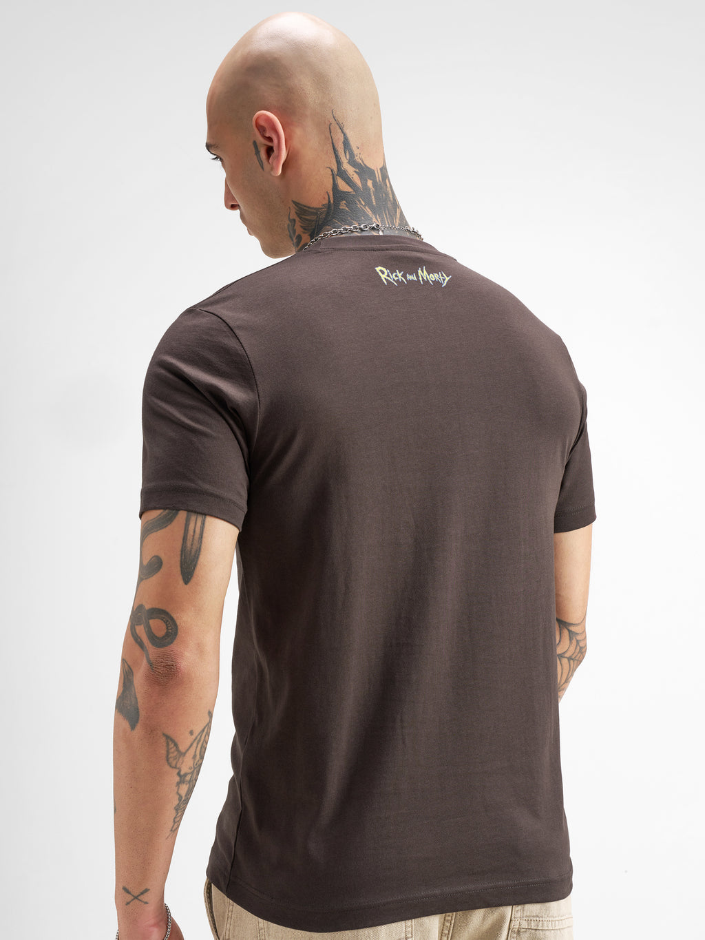 WB By Highlander Men Brown Rick And Morty Printed Round Neck T-Shirt - Brown - Image 3
