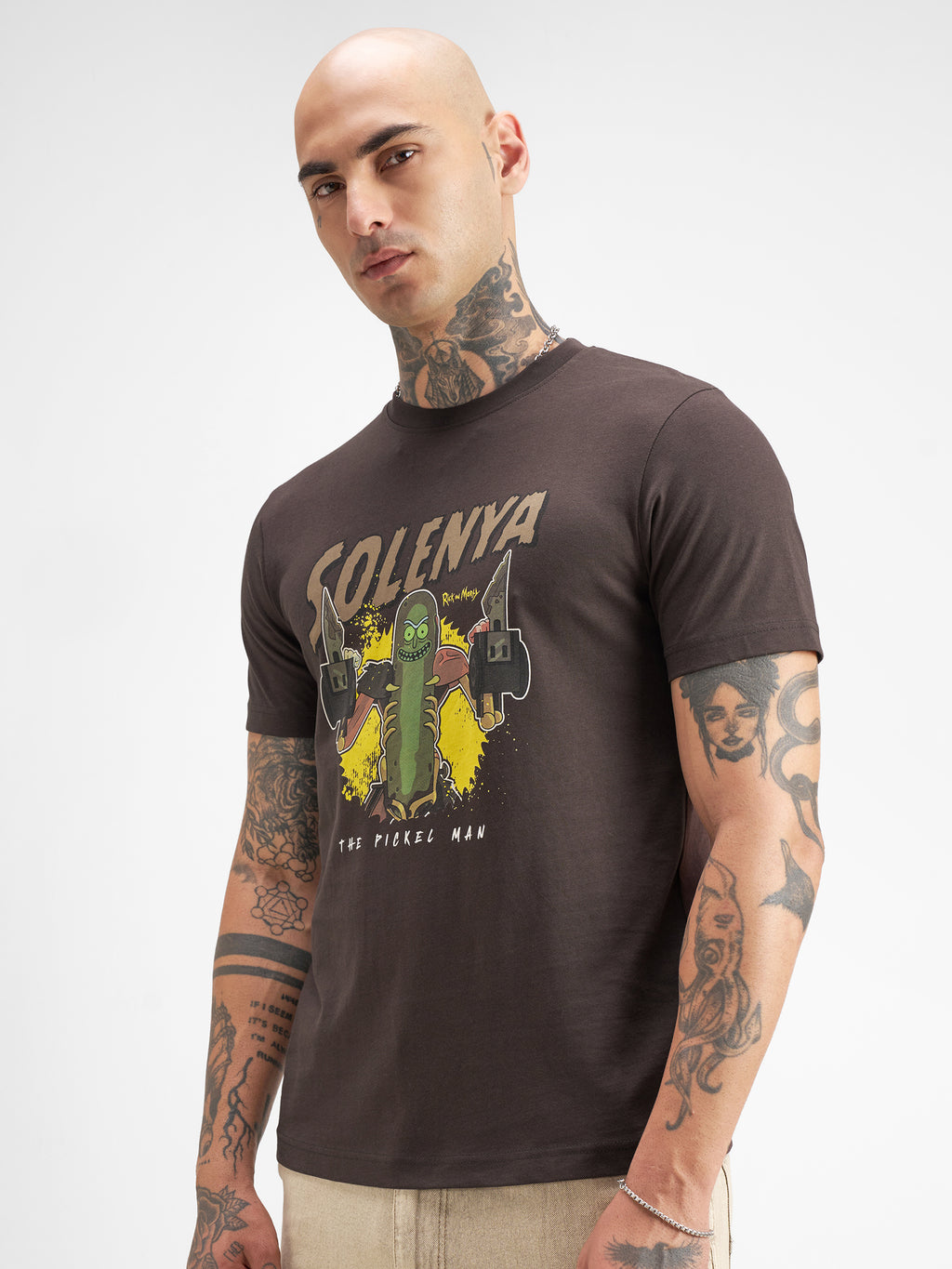 WB By Highlander Men Brown Rick And Morty Printed Round Neck T-Shirt - Brown - Image 4