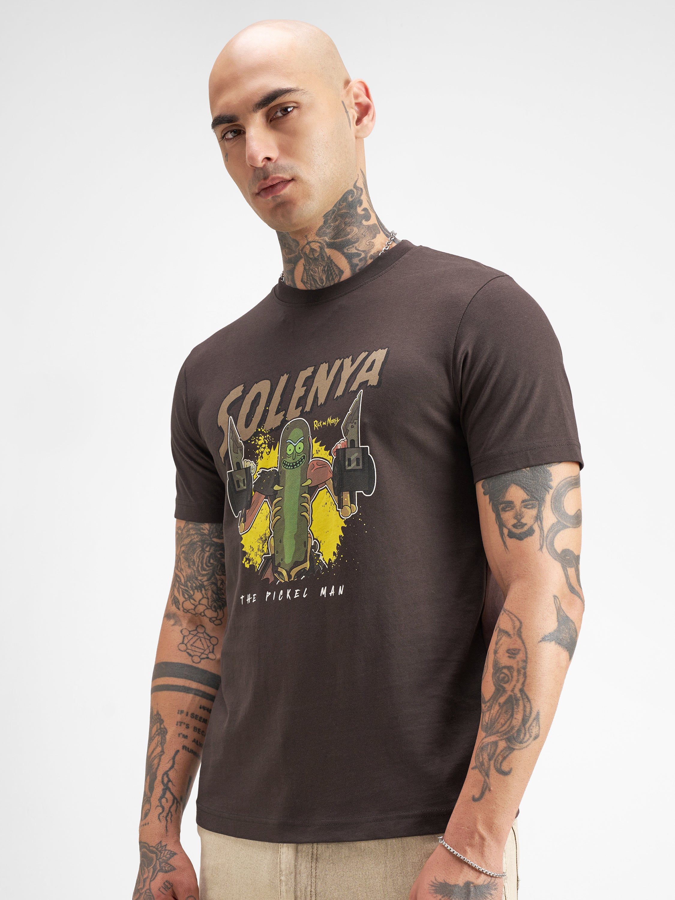 WB By Highlander Men Brown Rick And Morty Printed Round Neck T-Shirt - Brown - Image 4