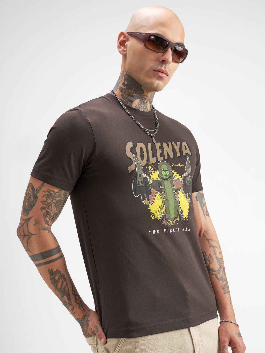 WB By Highlander Men Brown Rick And Morty Printed Round Neck T-Shirt - Brown - Image 6