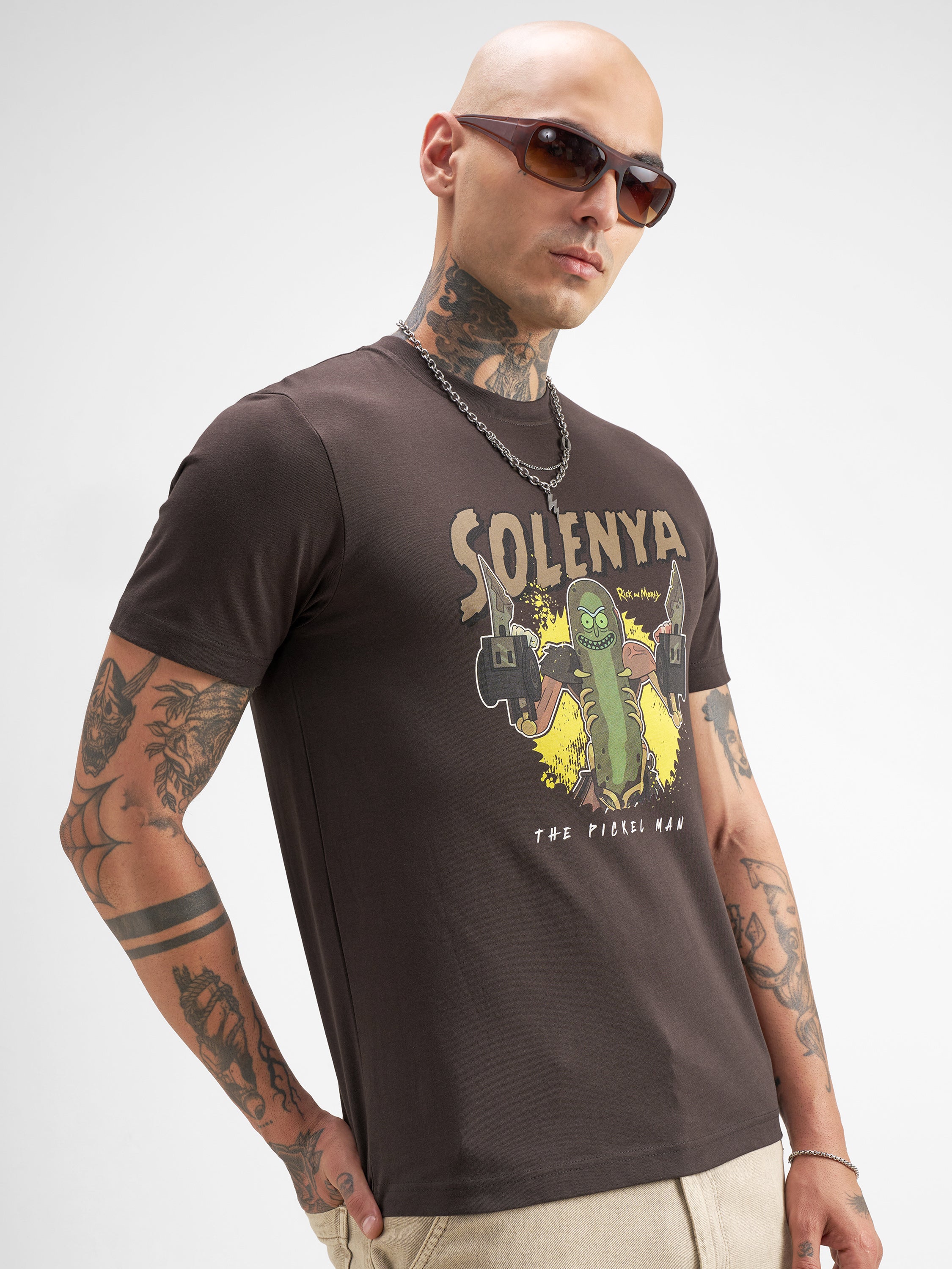 WB By Highlander Men Brown Rick And Morty Printed Round Neck T-Shirt - Brown - Image 6